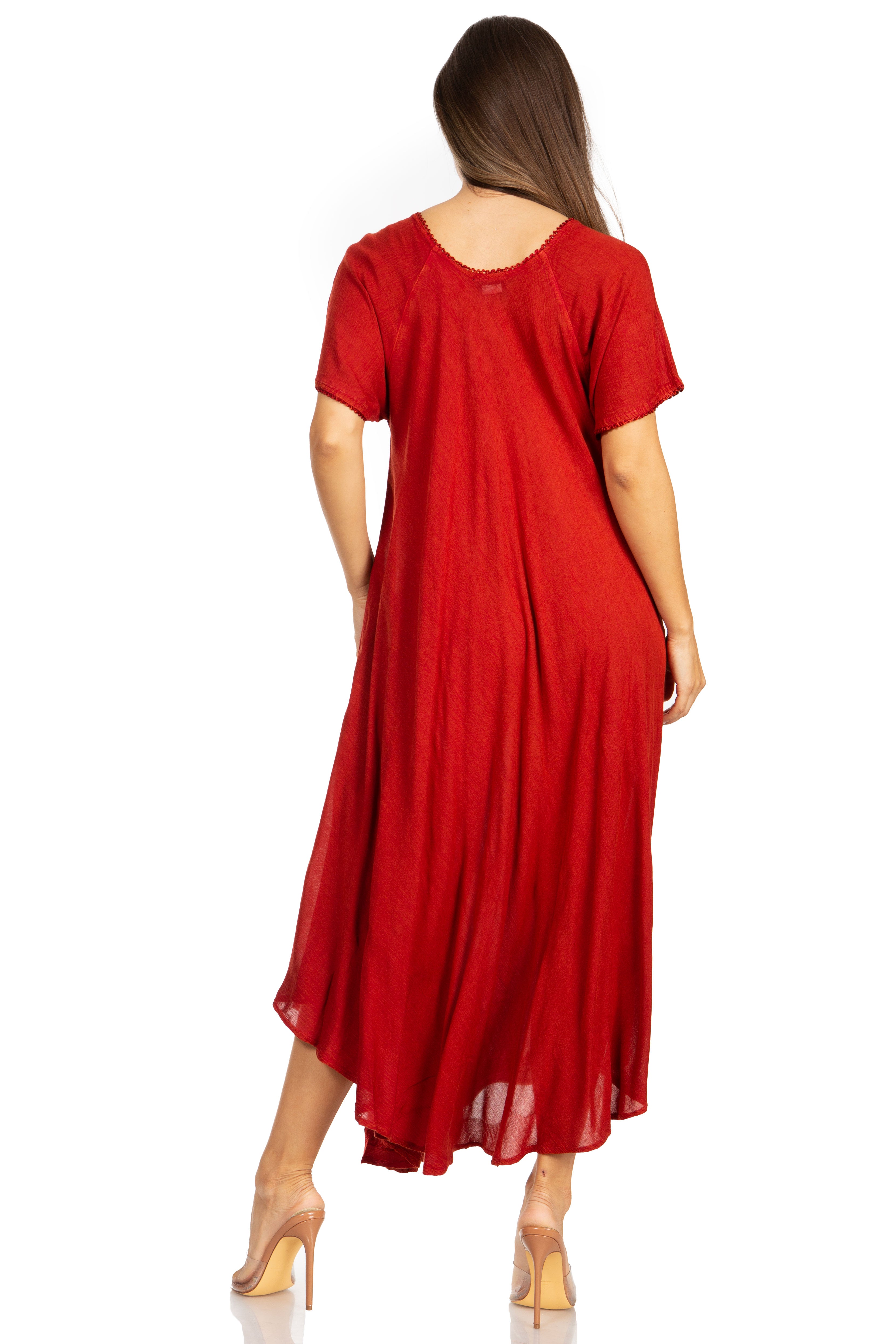 Sakkas - Lilia Embroidered Lace Up Bodice Relaxed Fit  Maxi Sun Dress
