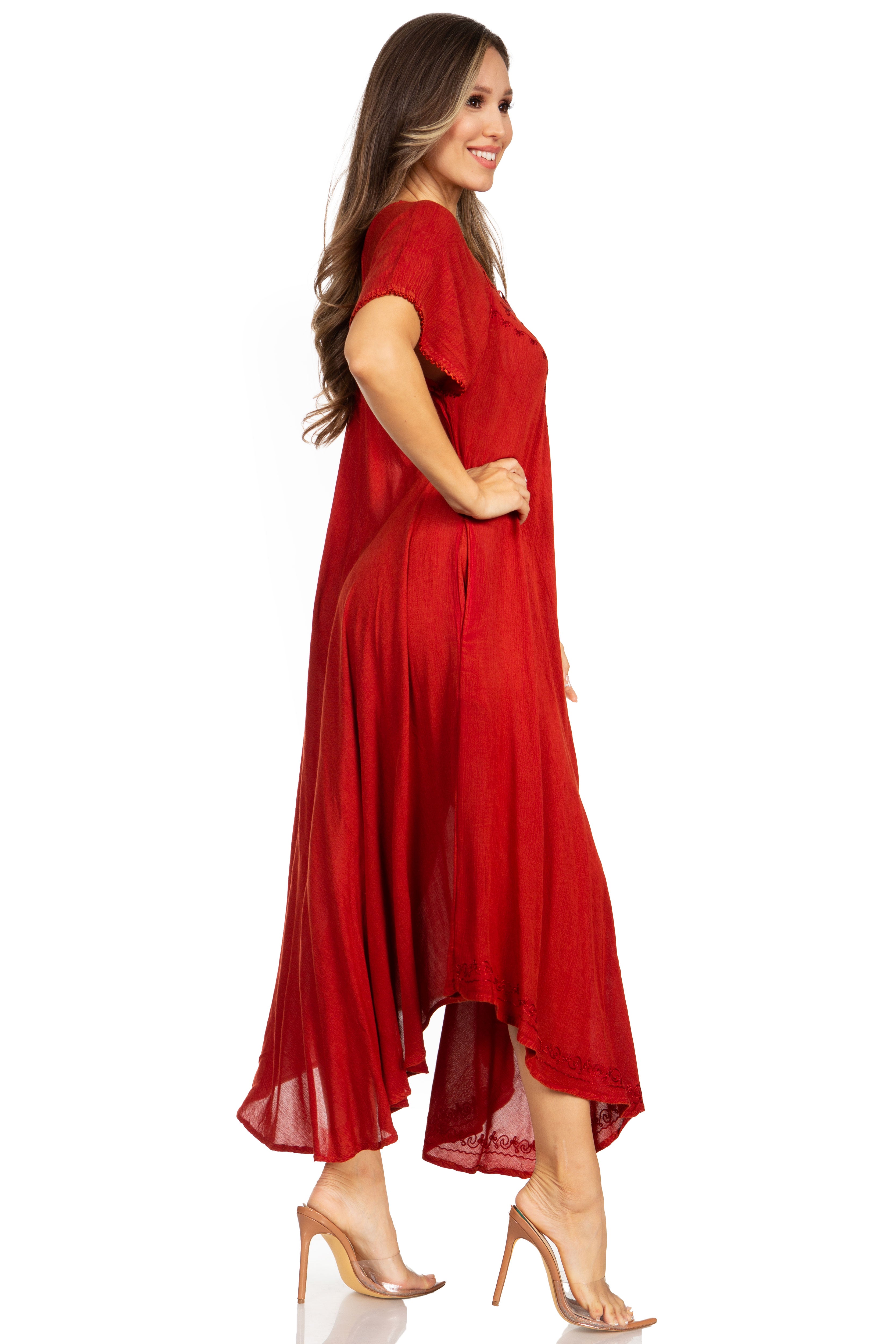 Sakkas - Lilia Embroidered Lace Up Bodice Relaxed Fit  Maxi Sun Dress
