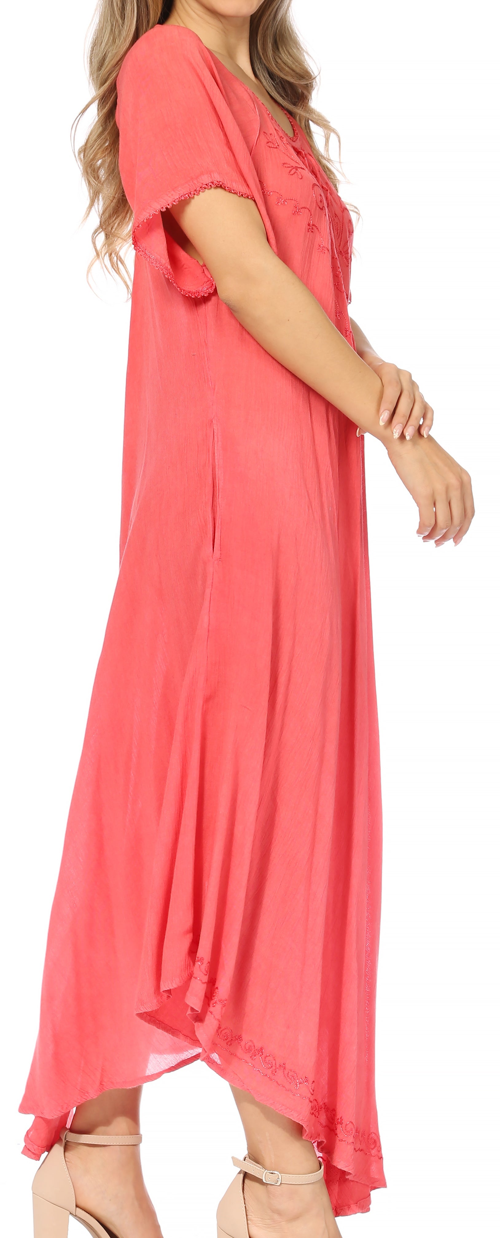 Sakkas - Lilia Embroidered Lace Up Bodice Relaxed Fit  Maxi Sun Dress