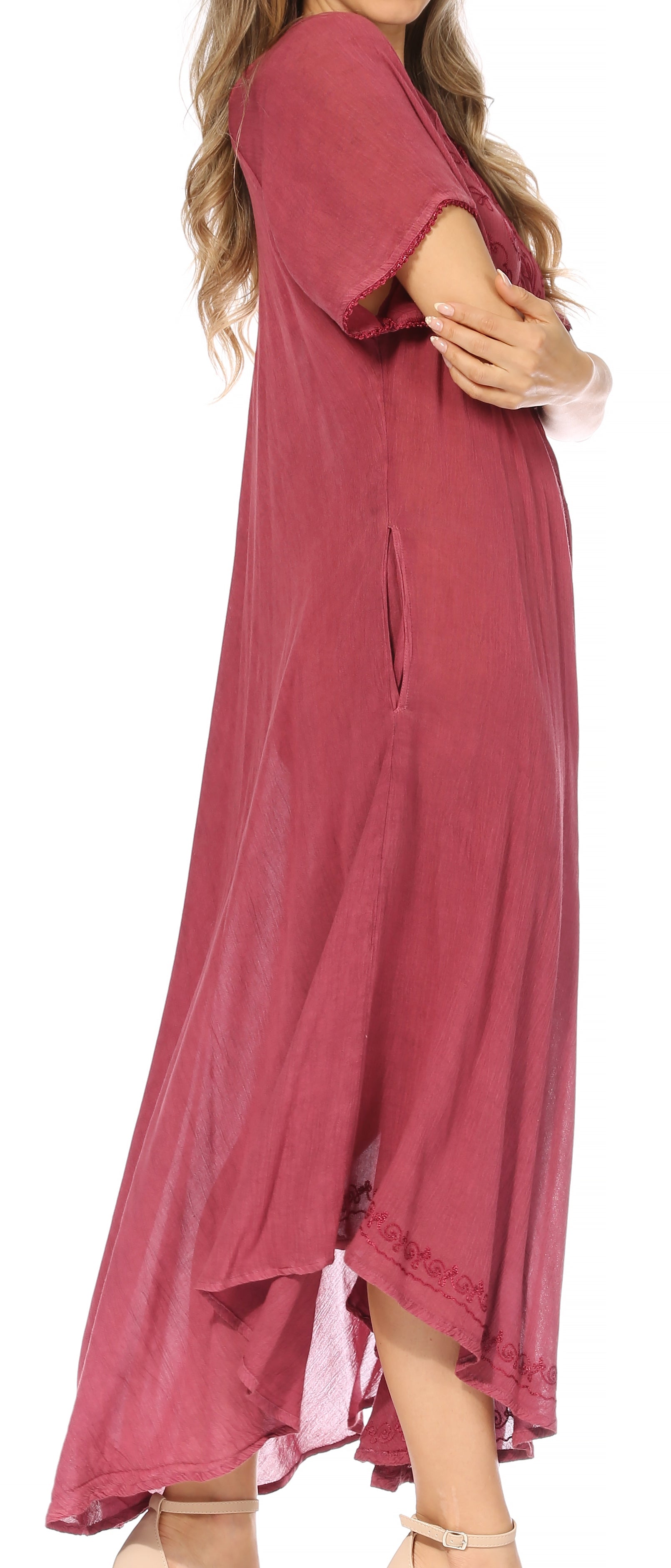 Sakkas - Lilia Embroidered Lace Up Bodice Relaxed Fit  Maxi Sun Dress