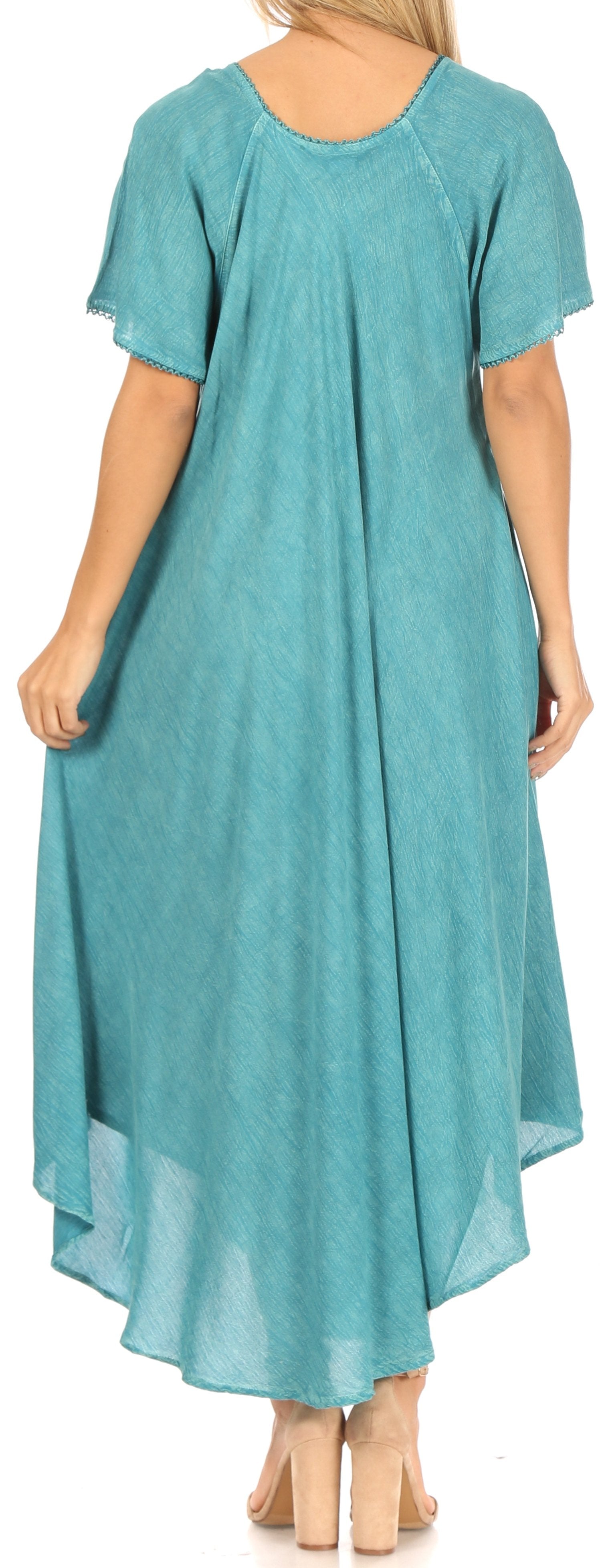 Sakkas - Lilia Embroidered Lace Up Bodice Relaxed Fit  Maxi Sun Dress