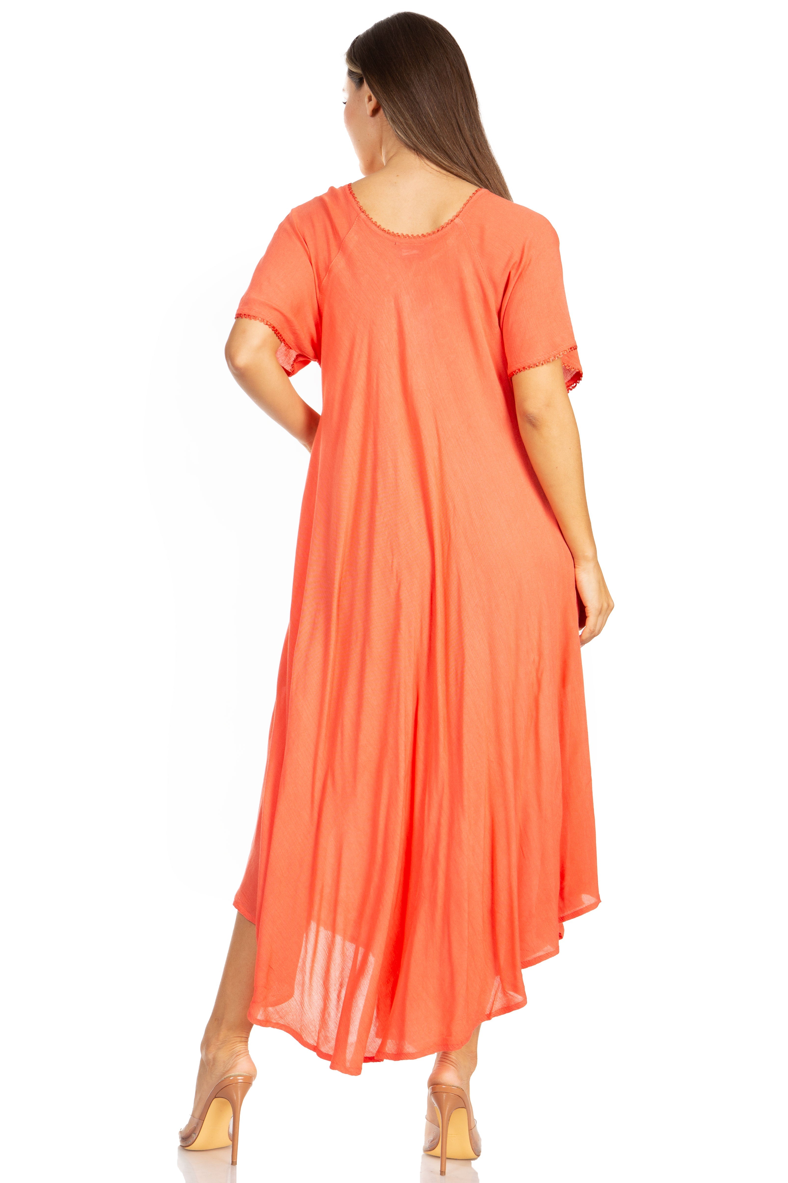 Sakkas - Lilia Embroidered Lace Up Bodice Relaxed Fit  Maxi Sun Dress