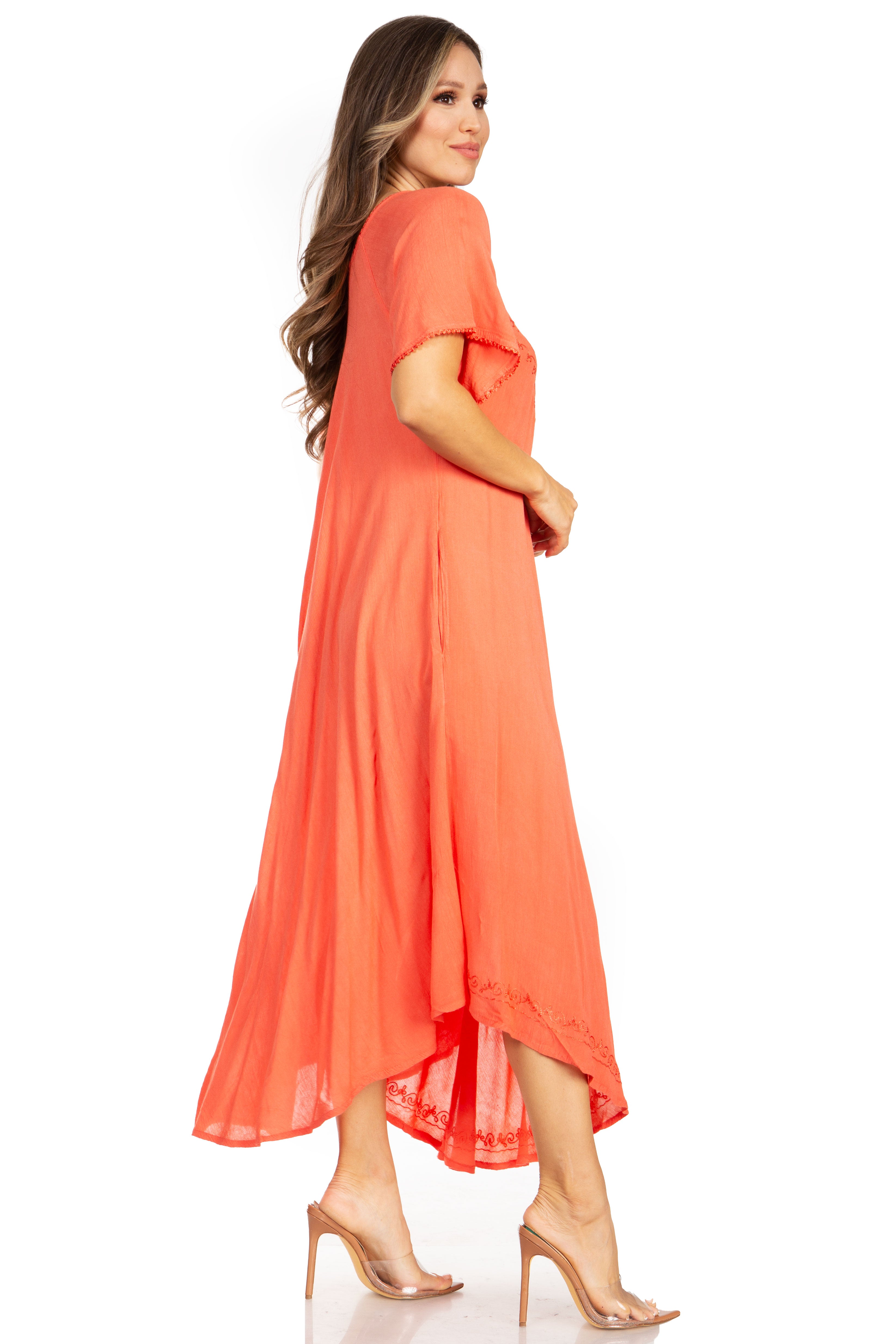 Sakkas - Lilia Embroidered Lace Up Bodice Relaxed Fit  Maxi Sun Dress