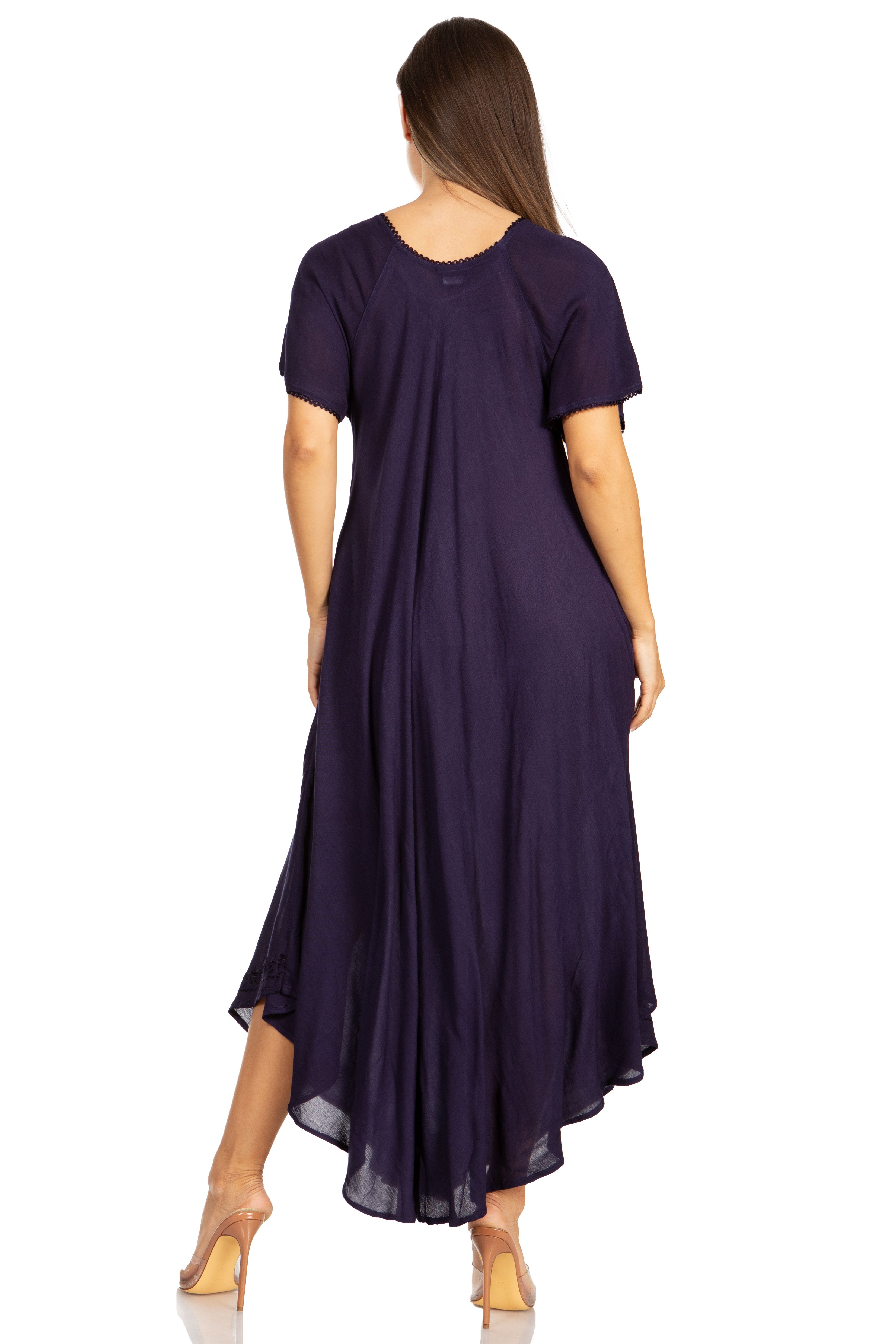 Sakkas - Lilia Embroidered Lace Up Bodice Relaxed Fit  Maxi Sun Dress