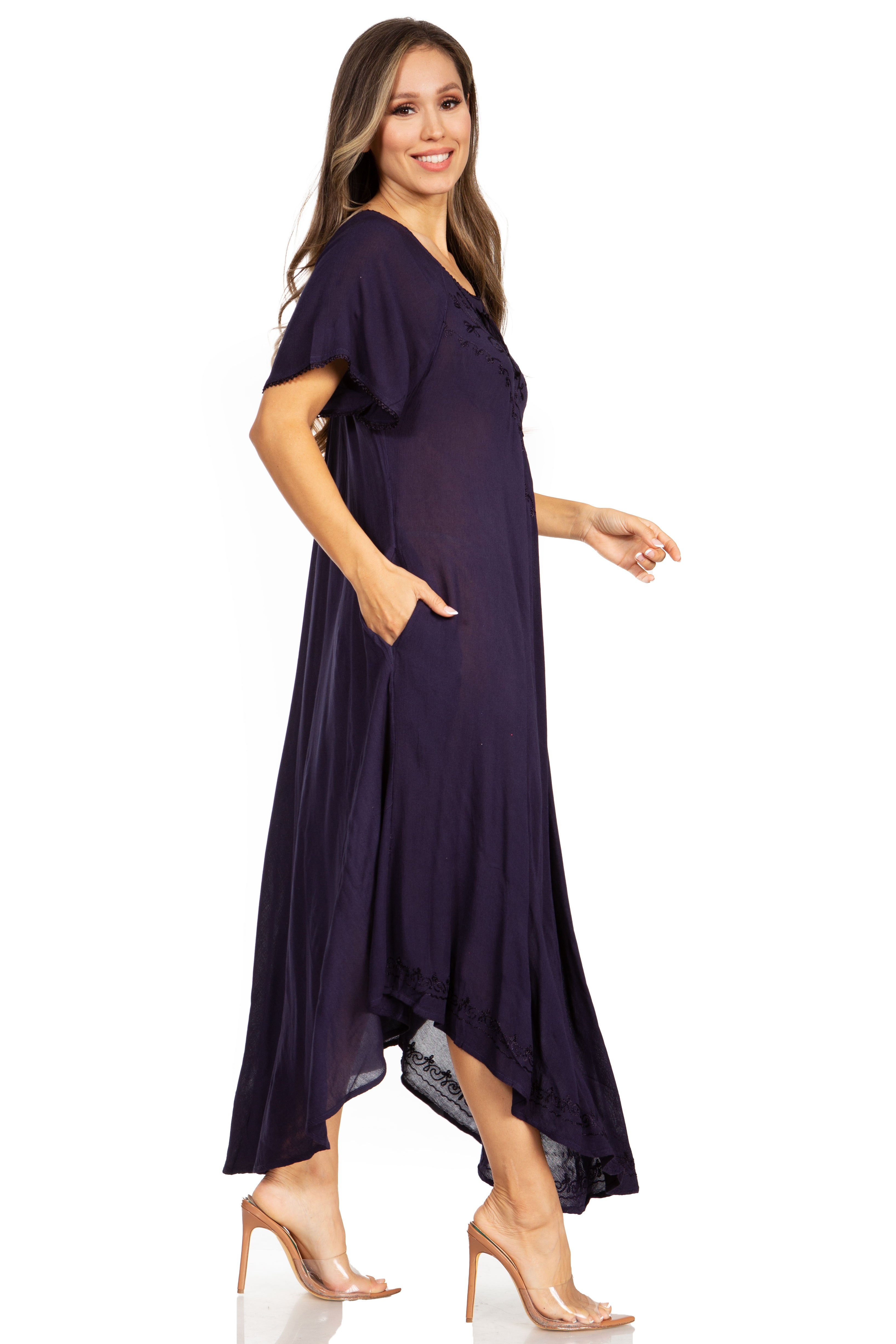 Sakkas - Lilia Embroidered Lace Up Bodice Relaxed Fit  Maxi Sun Dress