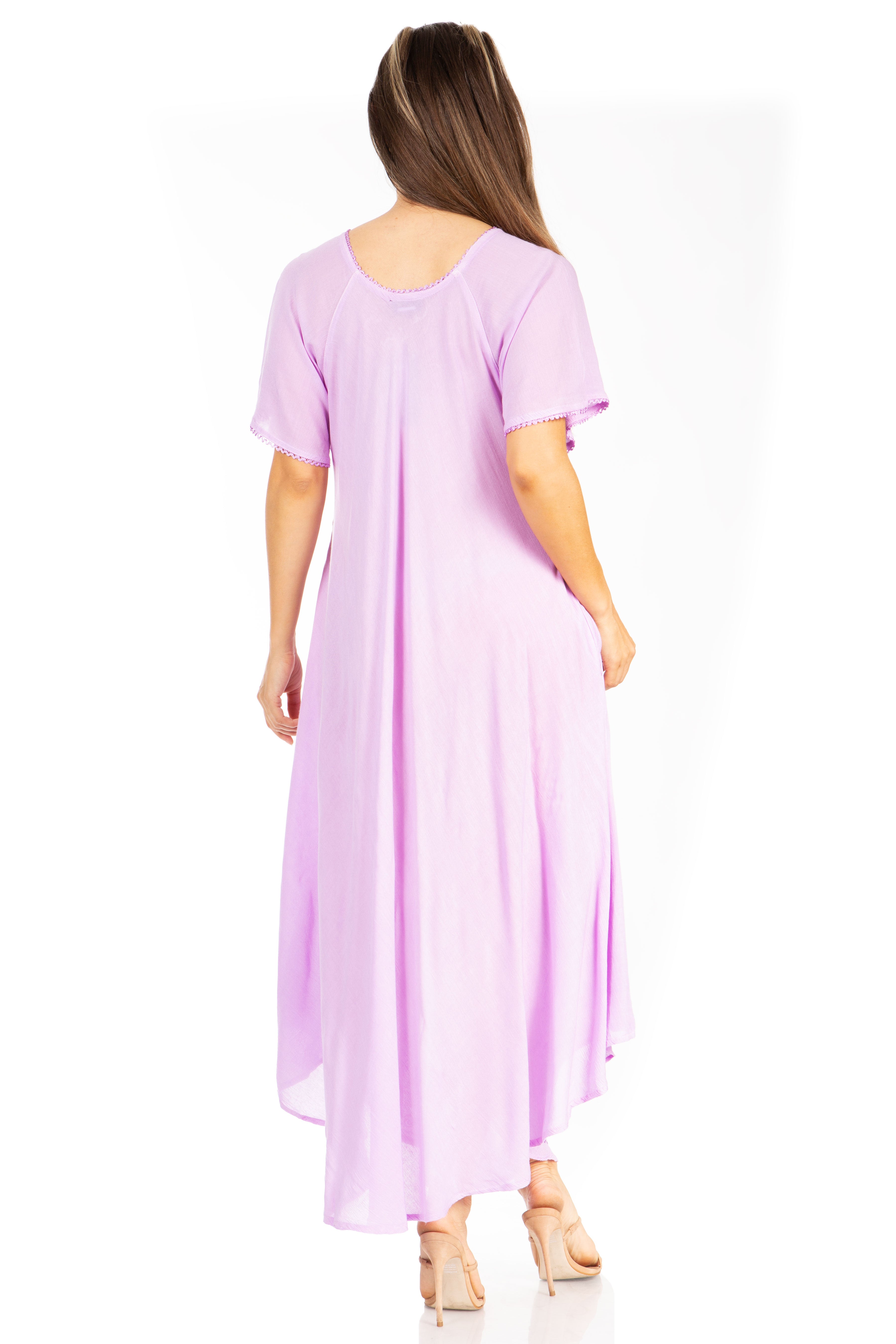 Sakkas - Lilia Embroidered Lace Up Bodice Relaxed Fit  Maxi Sun Dress
