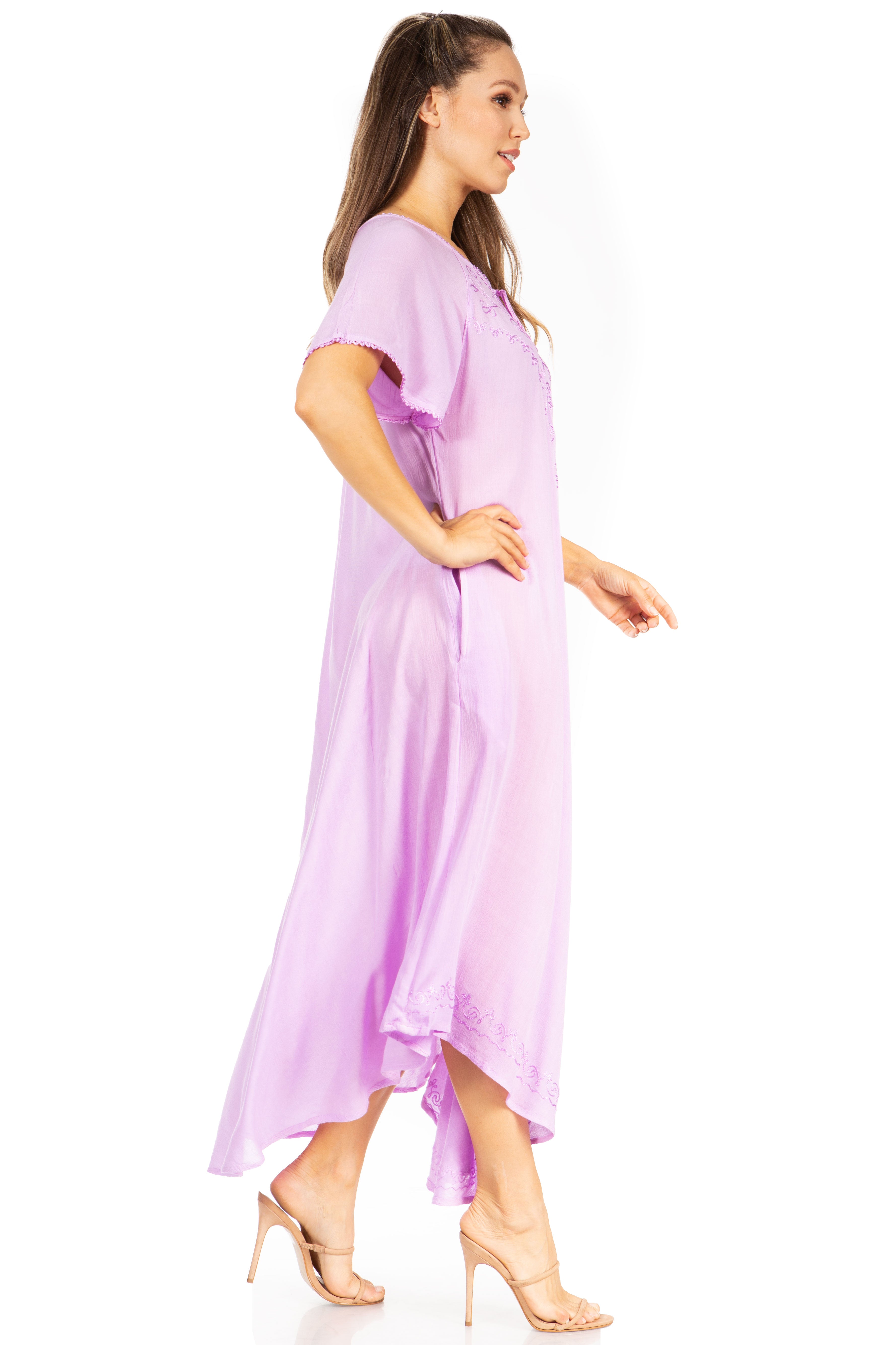 Sakkas - Lilia Embroidered Lace Up Bodice Relaxed Fit  Maxi Sun Dress