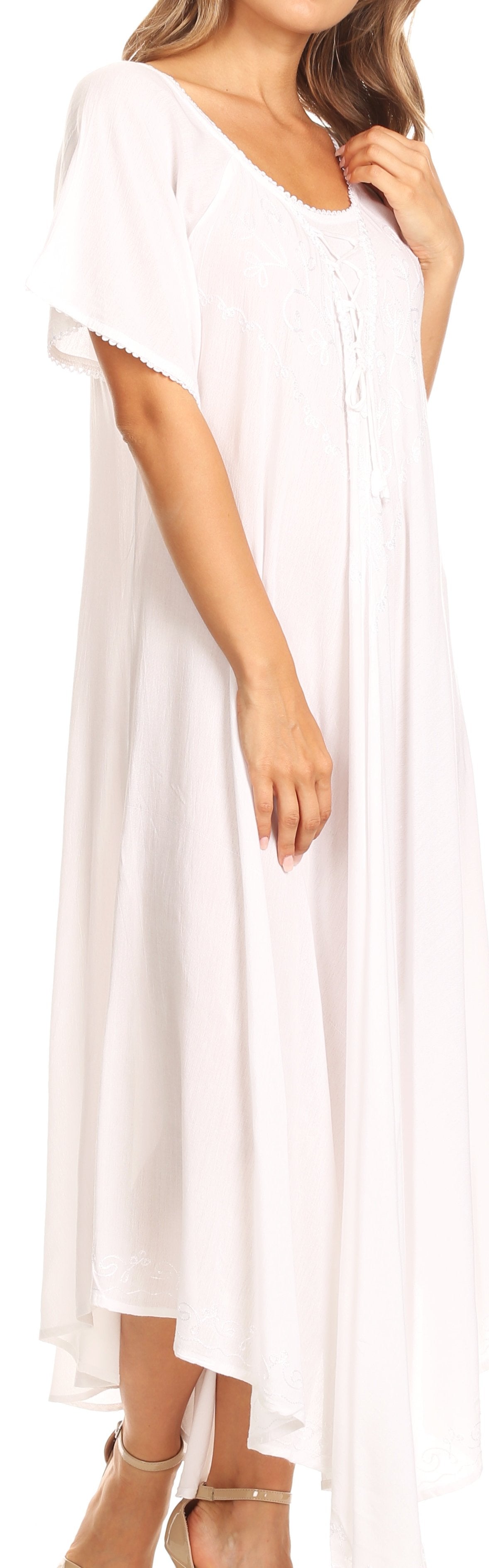 Sakkas - Lilia Embroidered Lace Up Bodice Relaxed Fit  Maxi Sun Dress