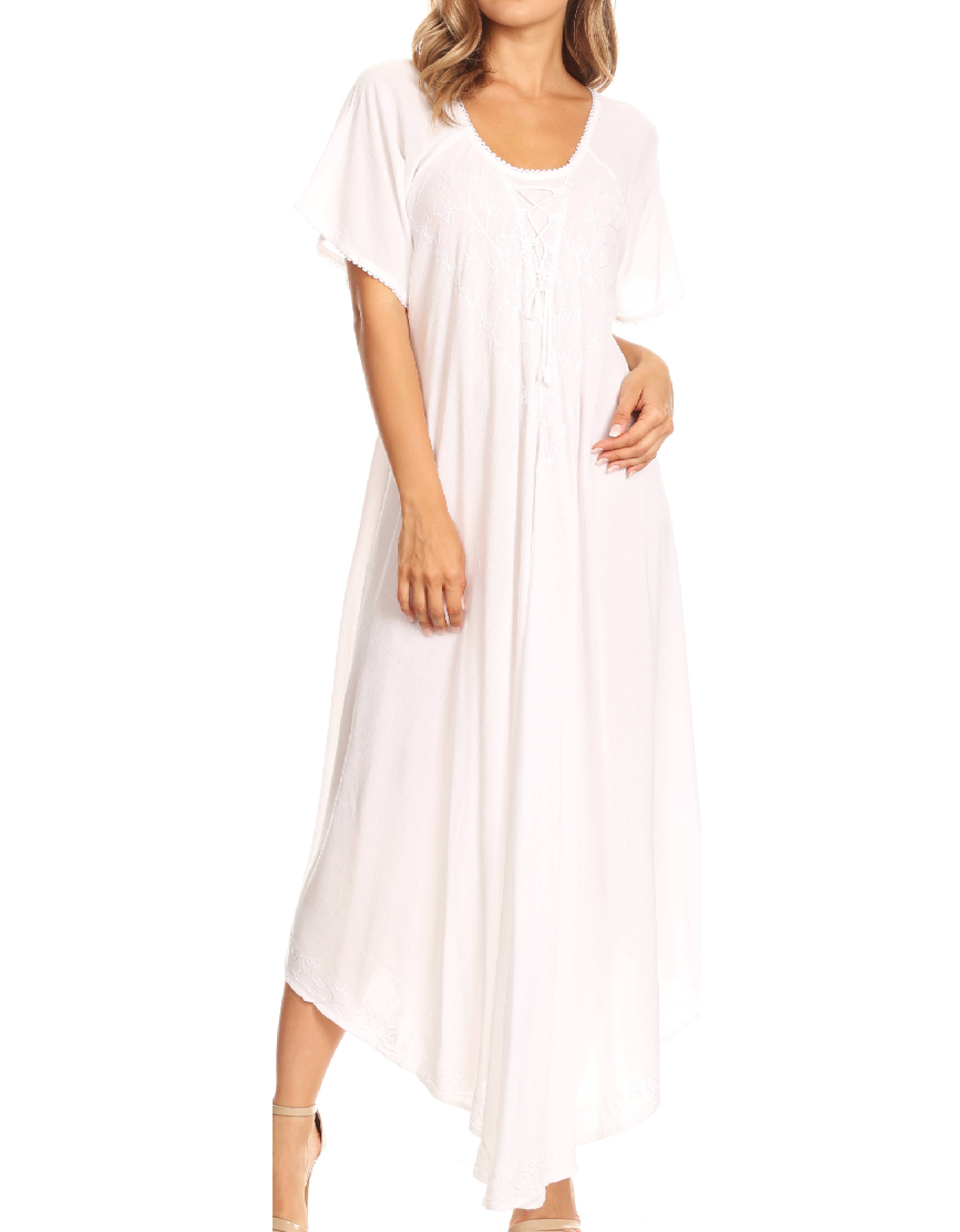 Sakkas - Lilia Embroidered Lace Up Bodice Relaxed Fit  Maxi Sun Dress