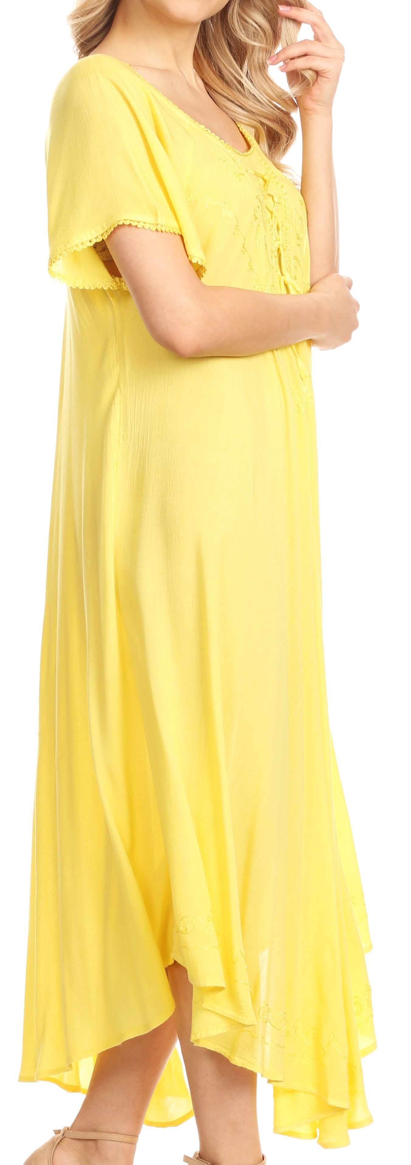 Sakkas - Lilia Embroidered Lace Up Bodice Relaxed Fit  Maxi Sun Dress