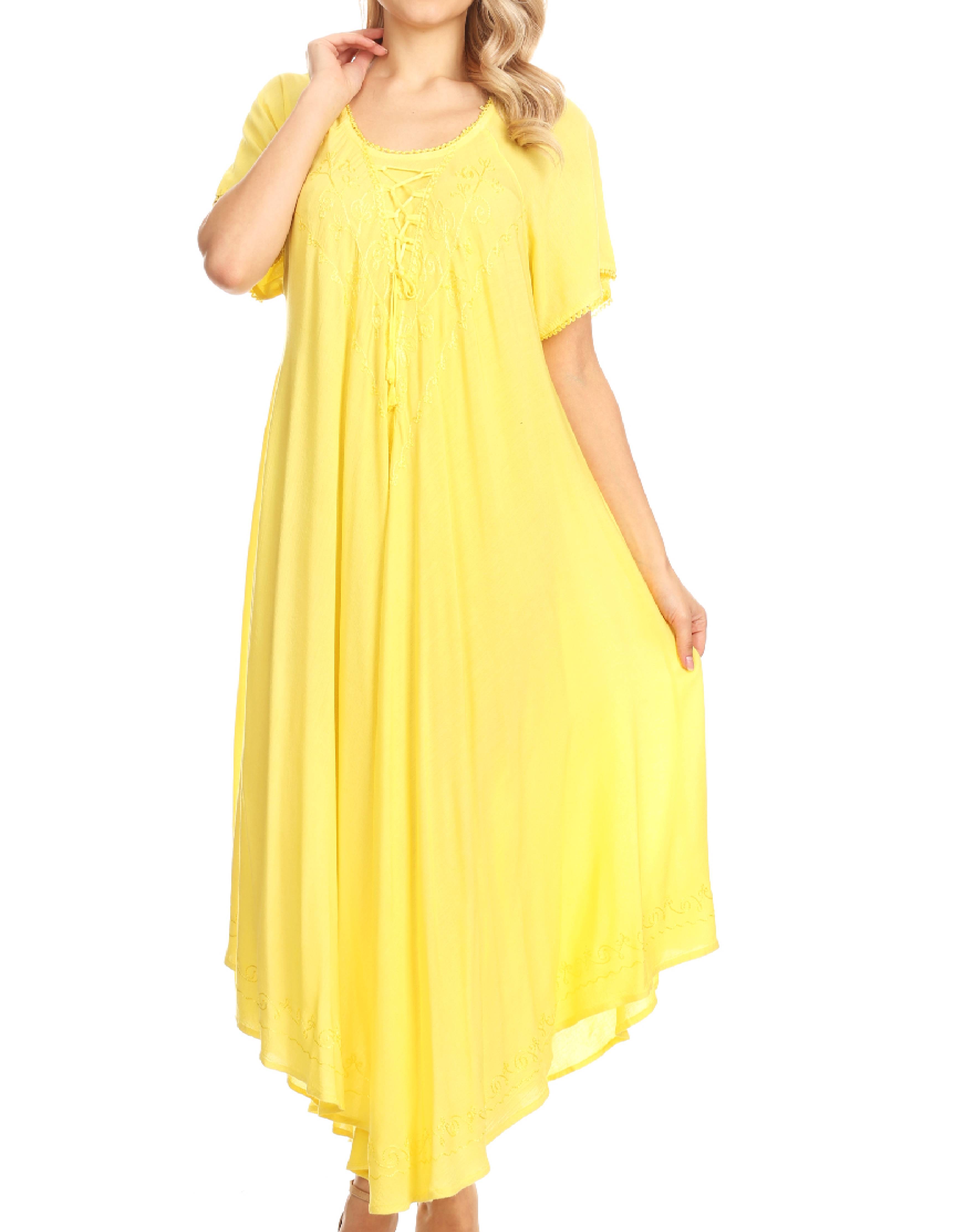 Sakkas - Lilia Embroidered Lace Up Bodice Relaxed Fit  Maxi Sun Dress