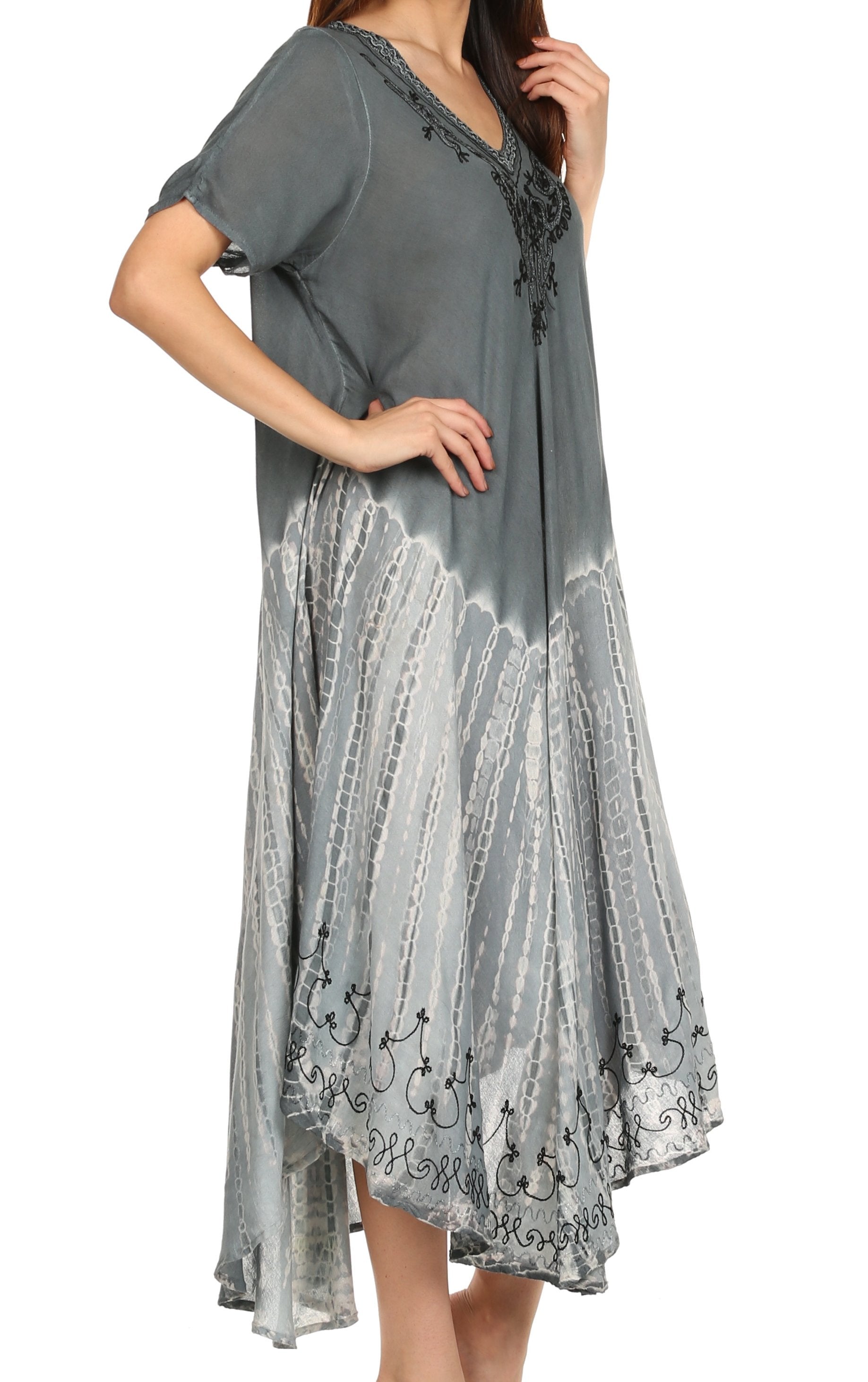 Gray dress with lace details on a white background