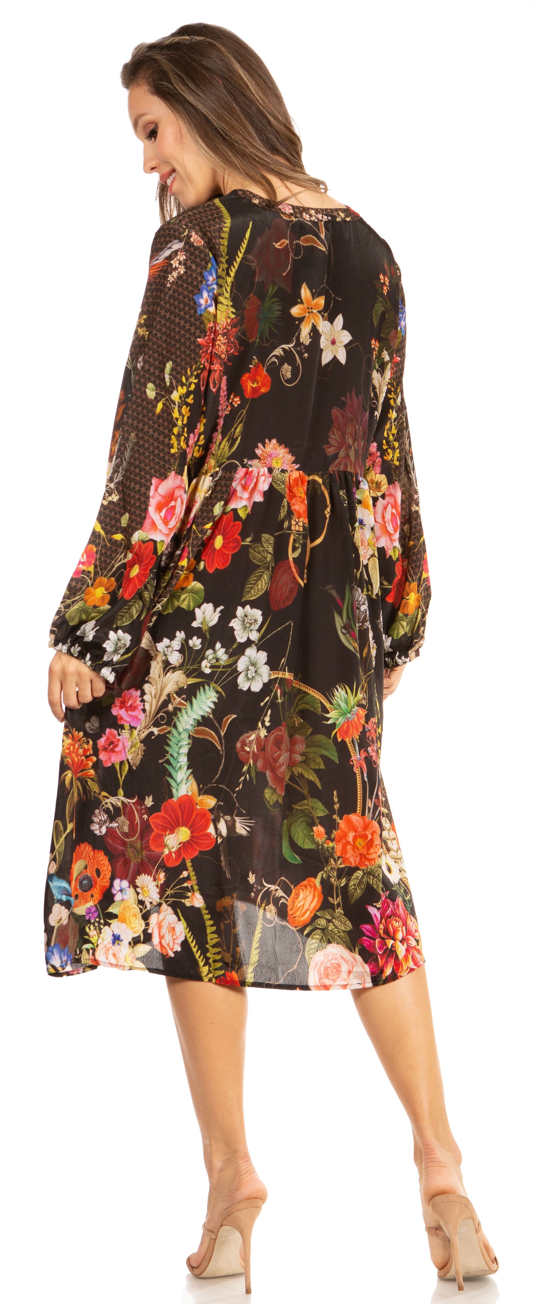 Sakkas - Jules Women's Long Sleeve Floral Midi Dress