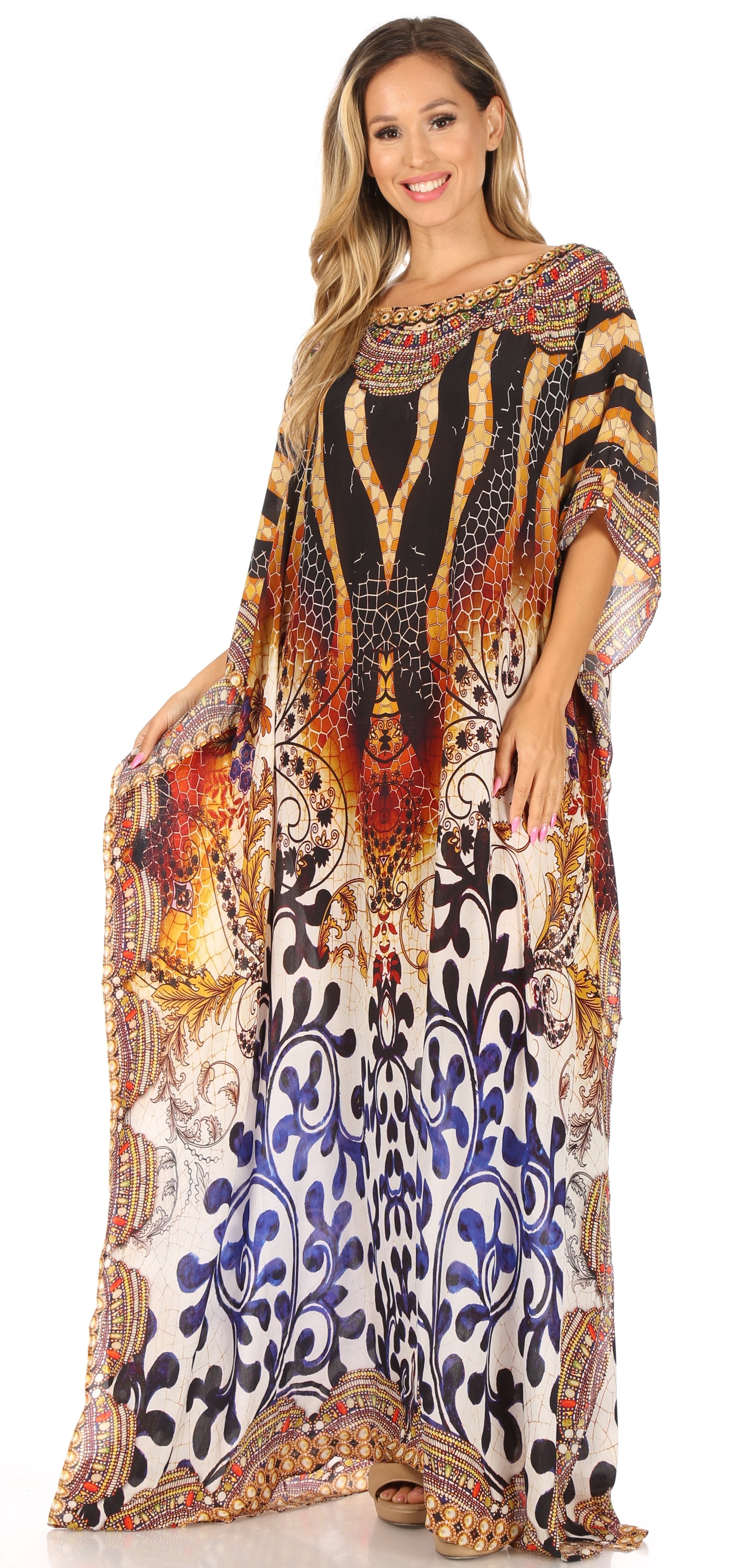 Sakkas Jabari Maxi Short Sleeve Long Beach Kaftan