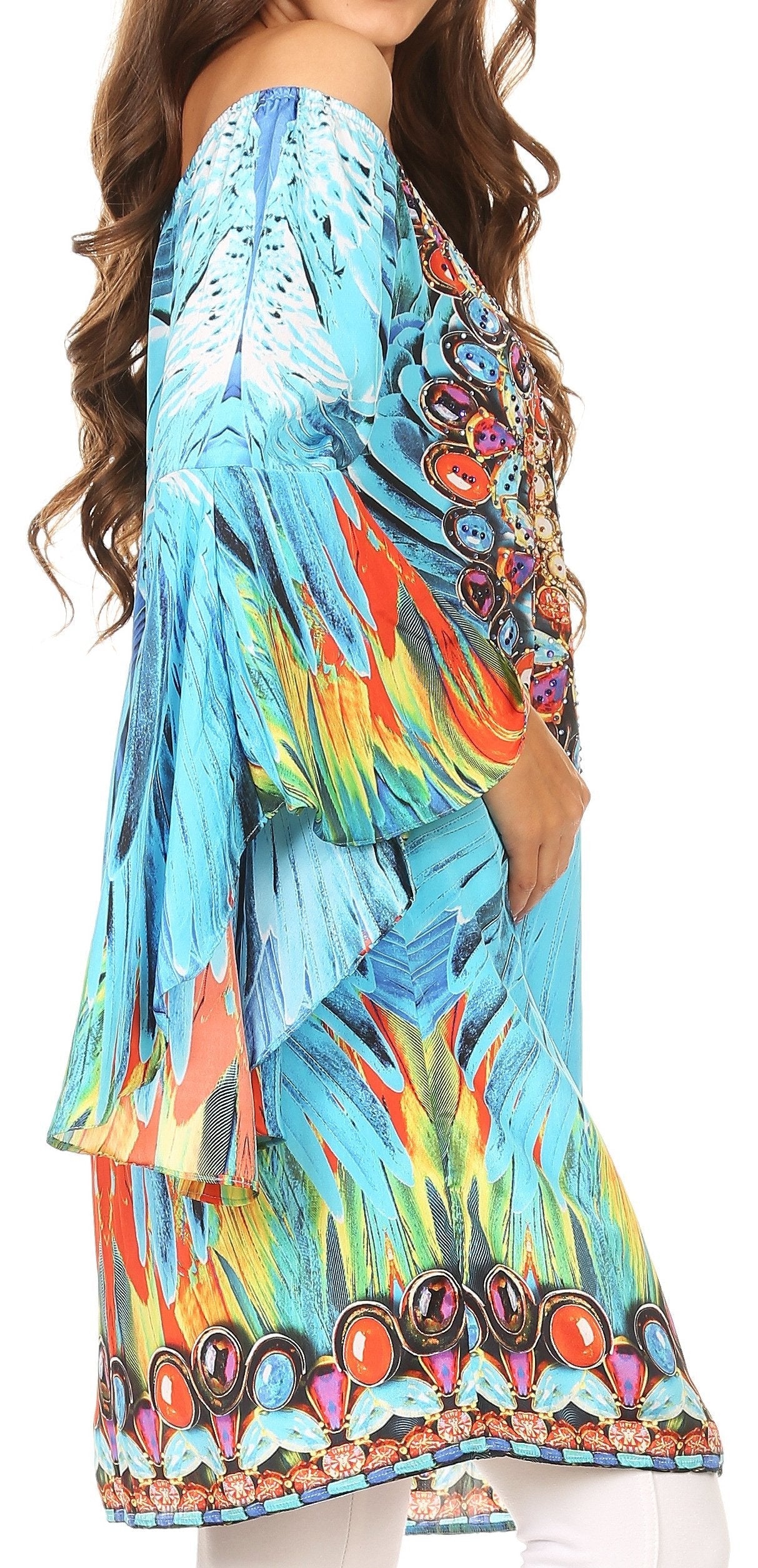 Colorful dress with floral pattern on a white background