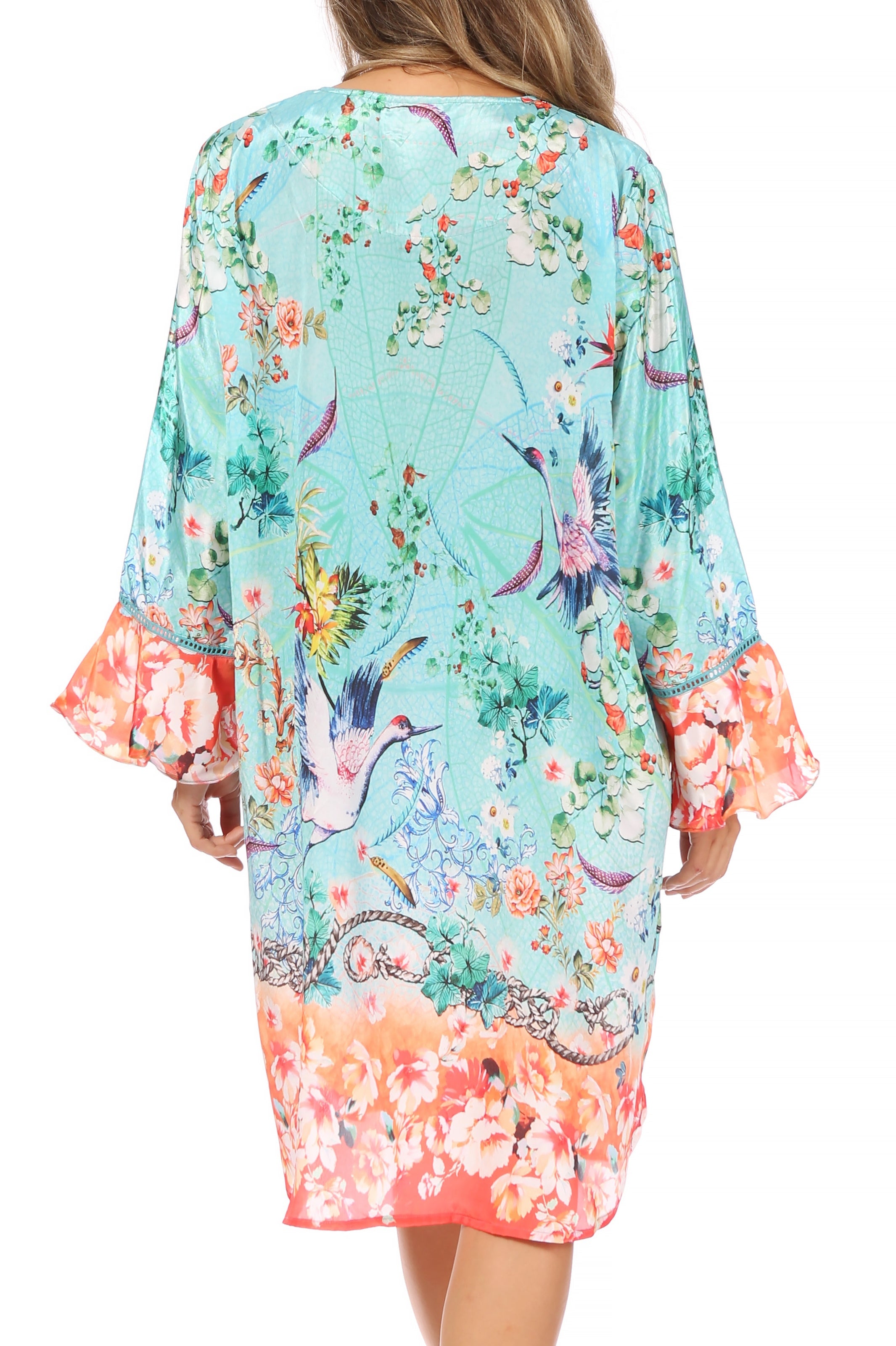 Sakkas - Ximena Floral Boho Cocktail Dress Tunic Cover-up V neck