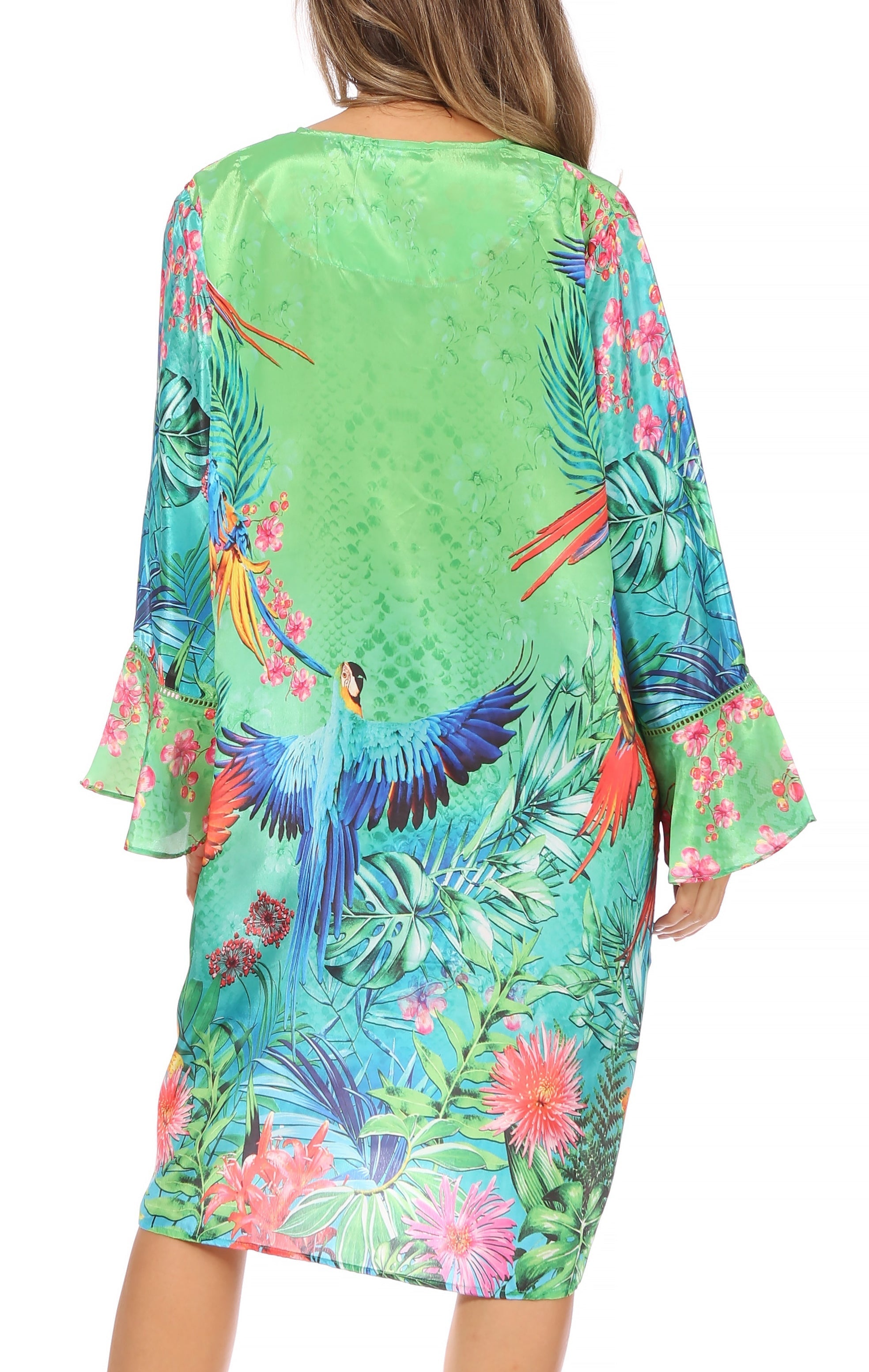 Sakkas - Ximena Floral Boho Cocktail Dress Tunic Cover-up V neck