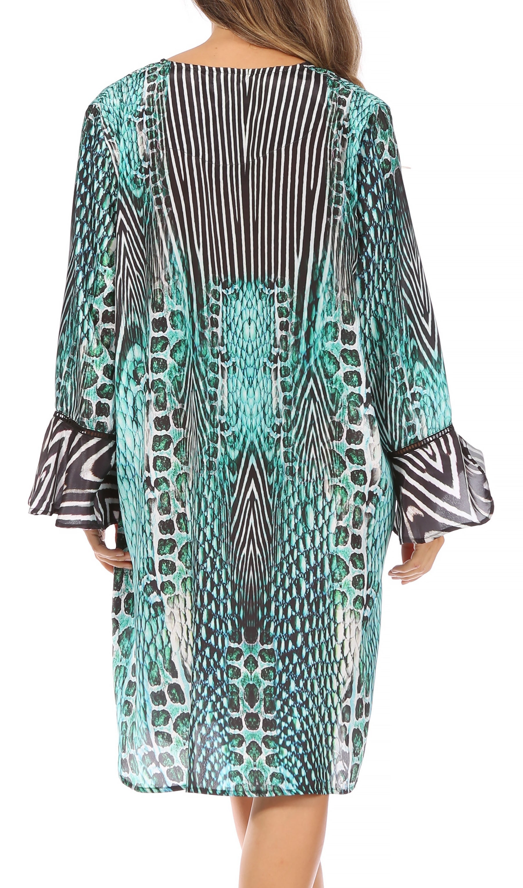 Sakkas - Ximena Floral Boho Cocktail Dress Tunic Cover-up V neck