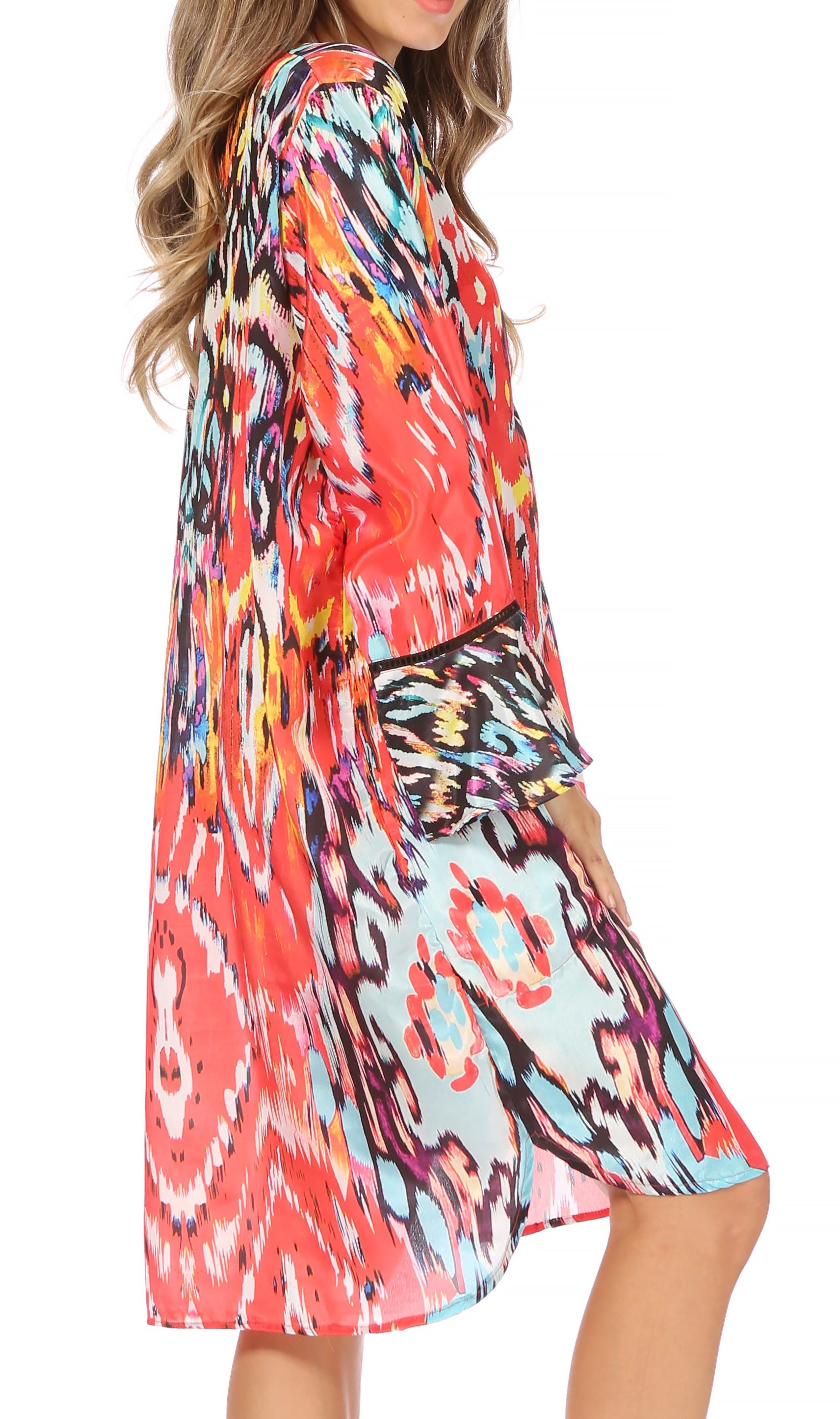 Sakkas - Ximena Floral Boho Cocktail Dress Tunic Cover-up V neck