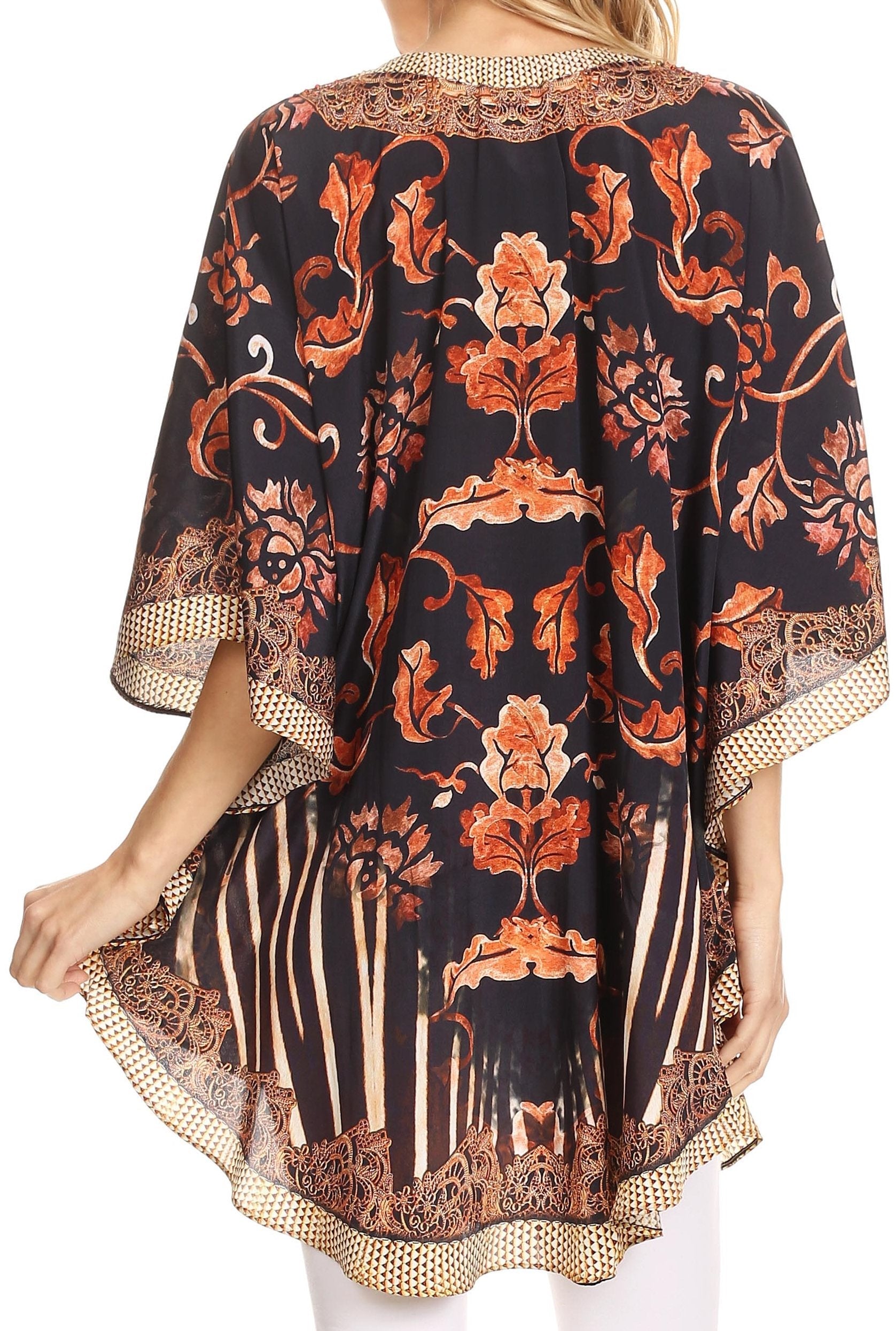 Sakkas - Tallulah Wide Circle Blouse V Neck Top With Tassle Ties And Rhinestones