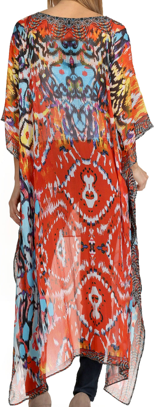 Colorful patterned dress worn by a person, with a focus on the vibrant design.
