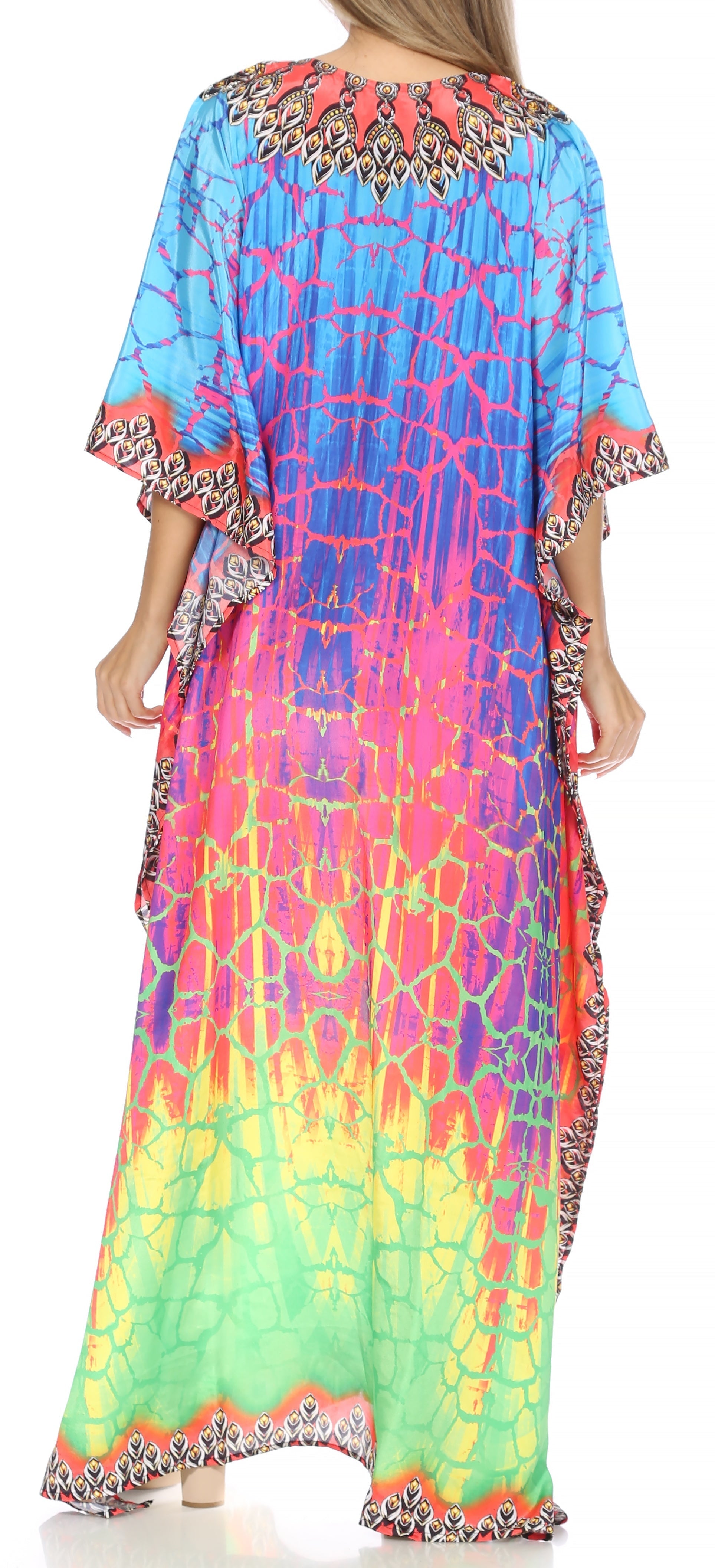 Sakkas Georgettina Flowy Rhinestone V Neck Long Caftan