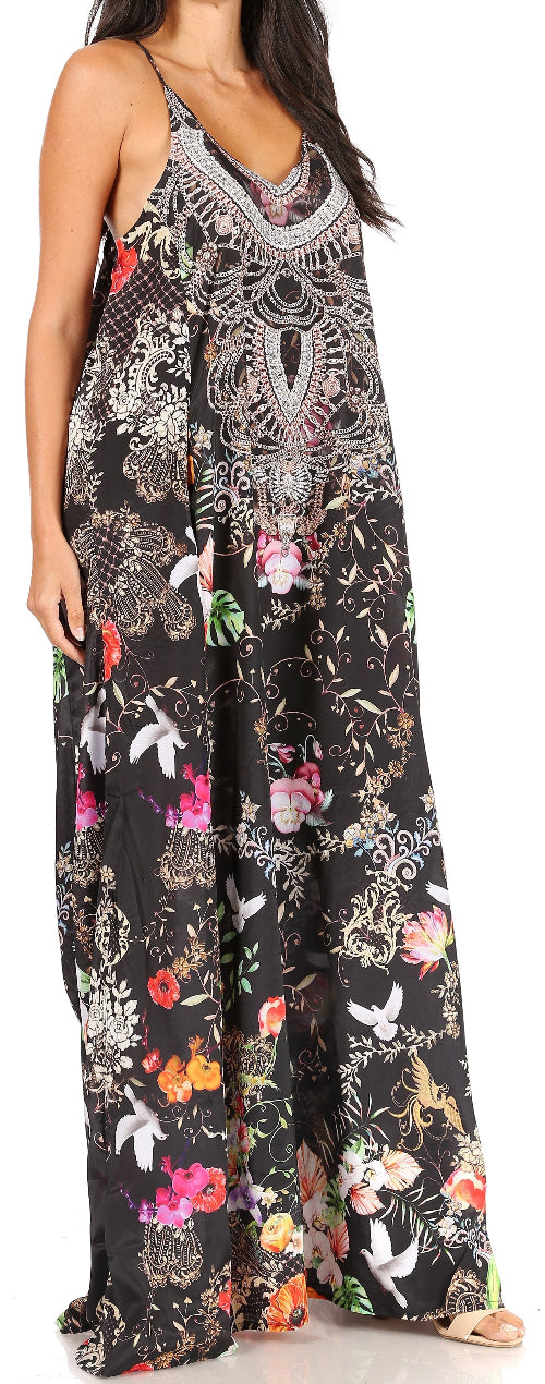 Floral patterned jumpsuit on a white background