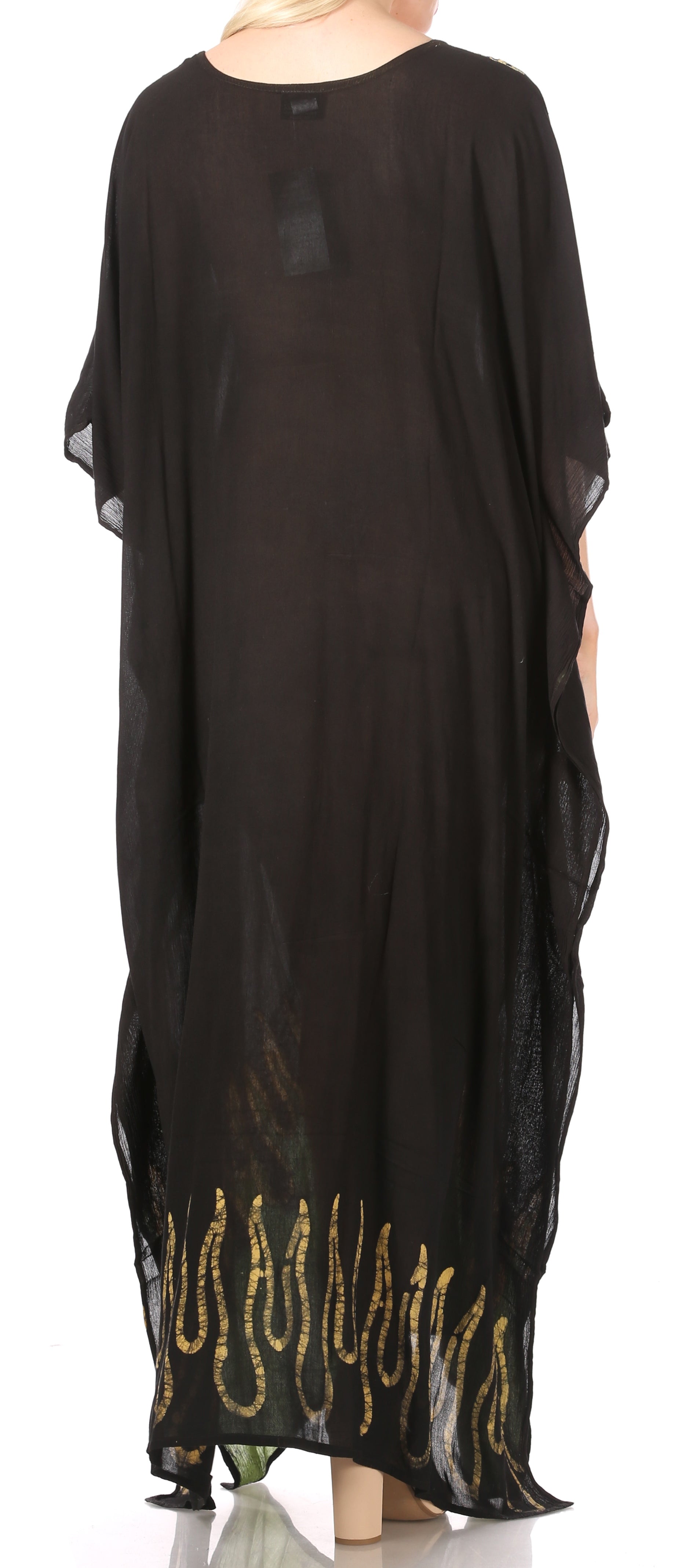 Black caftan with gold embroidery on a white background