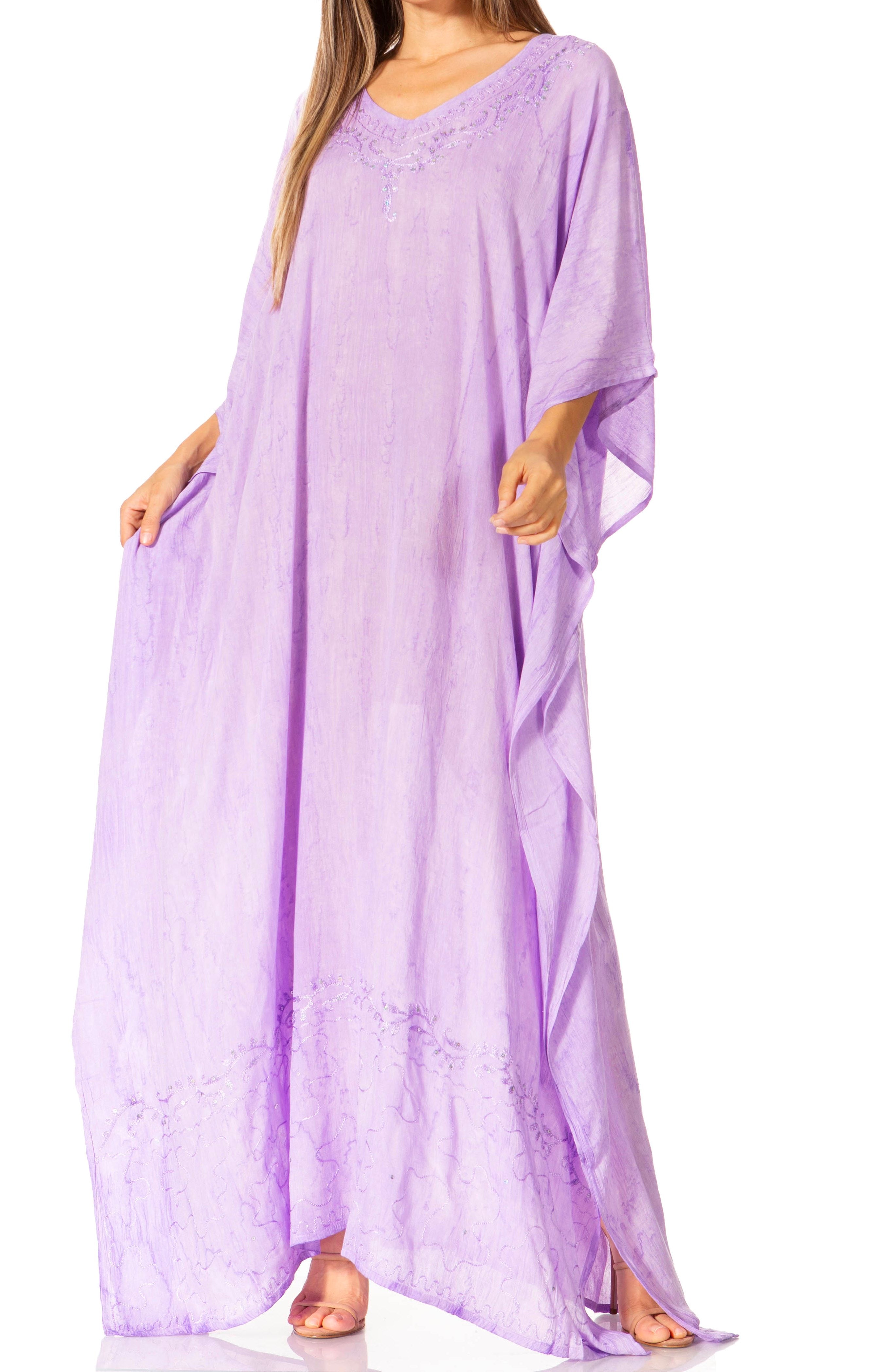 Lavender dress with a flowing design on a white background