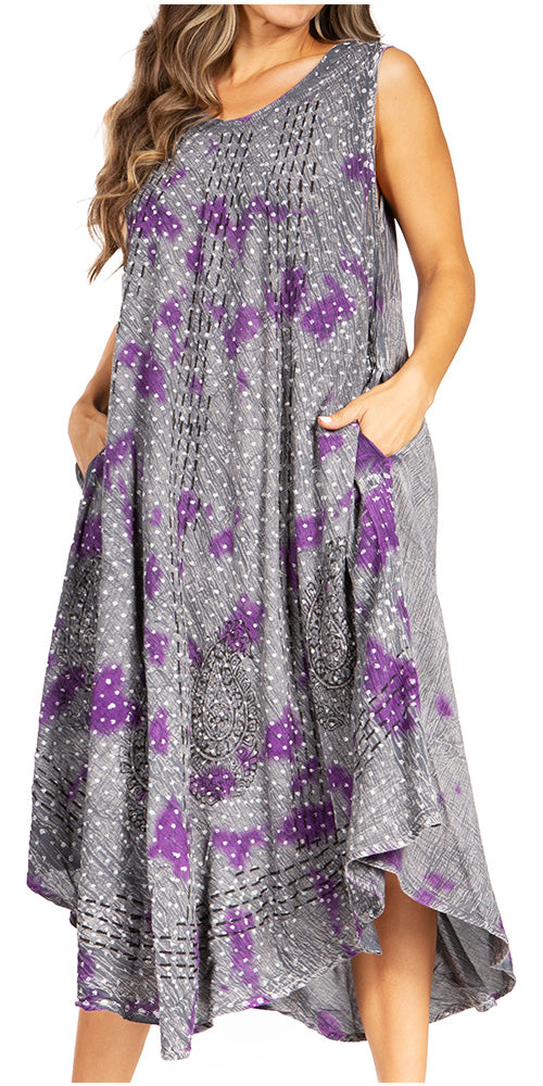 Sakkas - Starlight Fourth Tie Dye Caftan Tank Dres