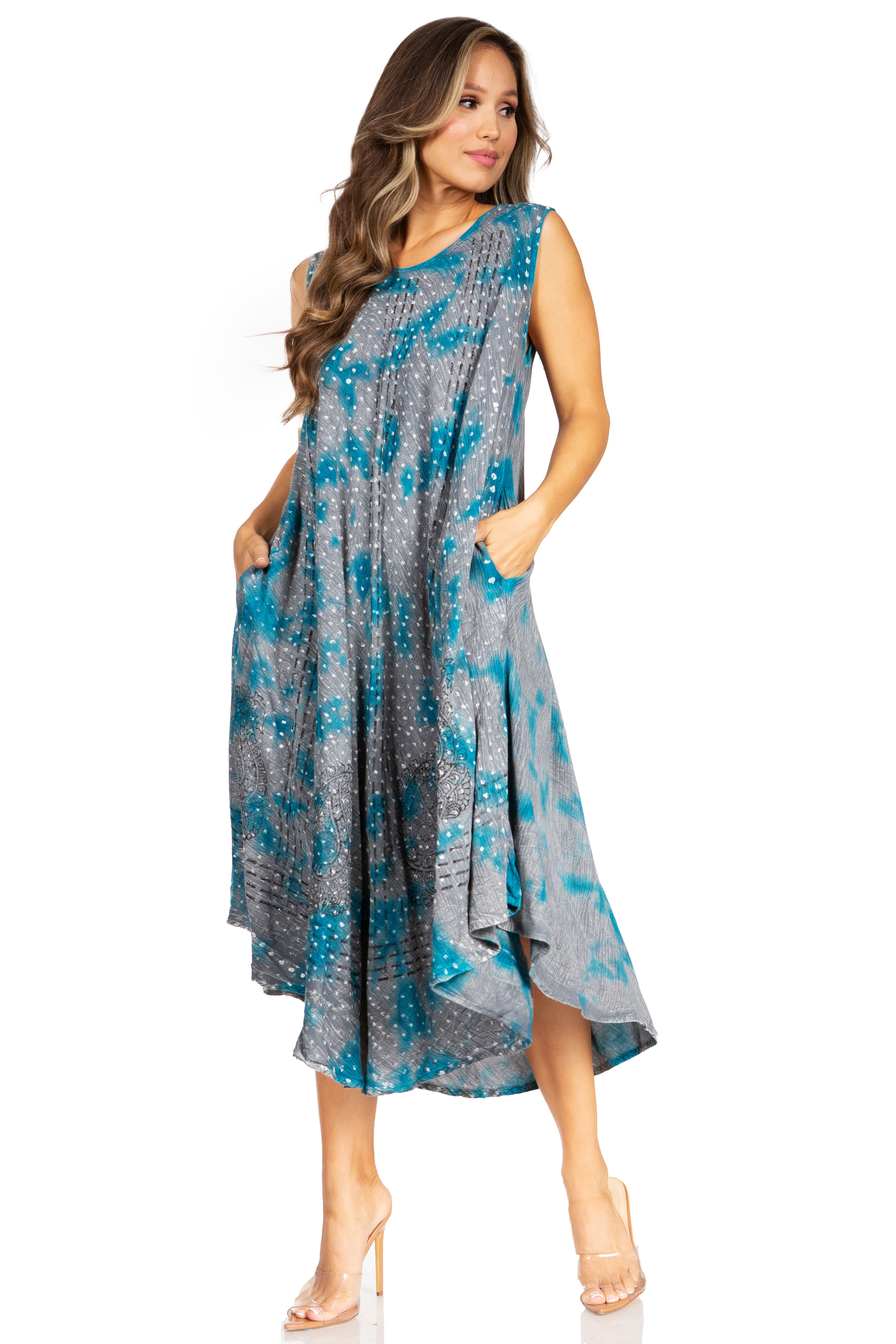 Sakkas - Starlight Fourth Tie Dye Caftan Tank Dres