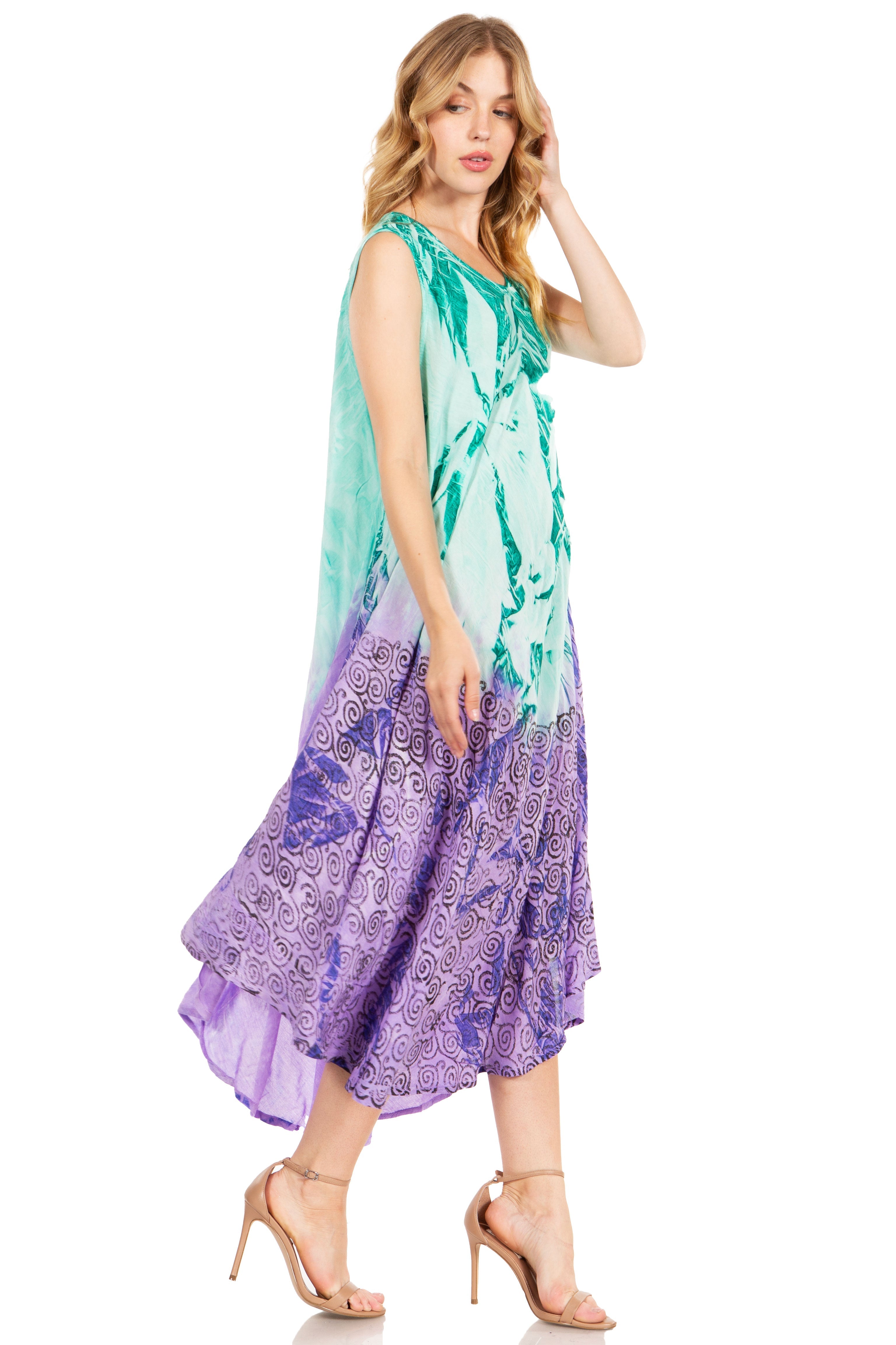 Sakkas - Starlight Fourth Tie Dye Caftan Tank Dres