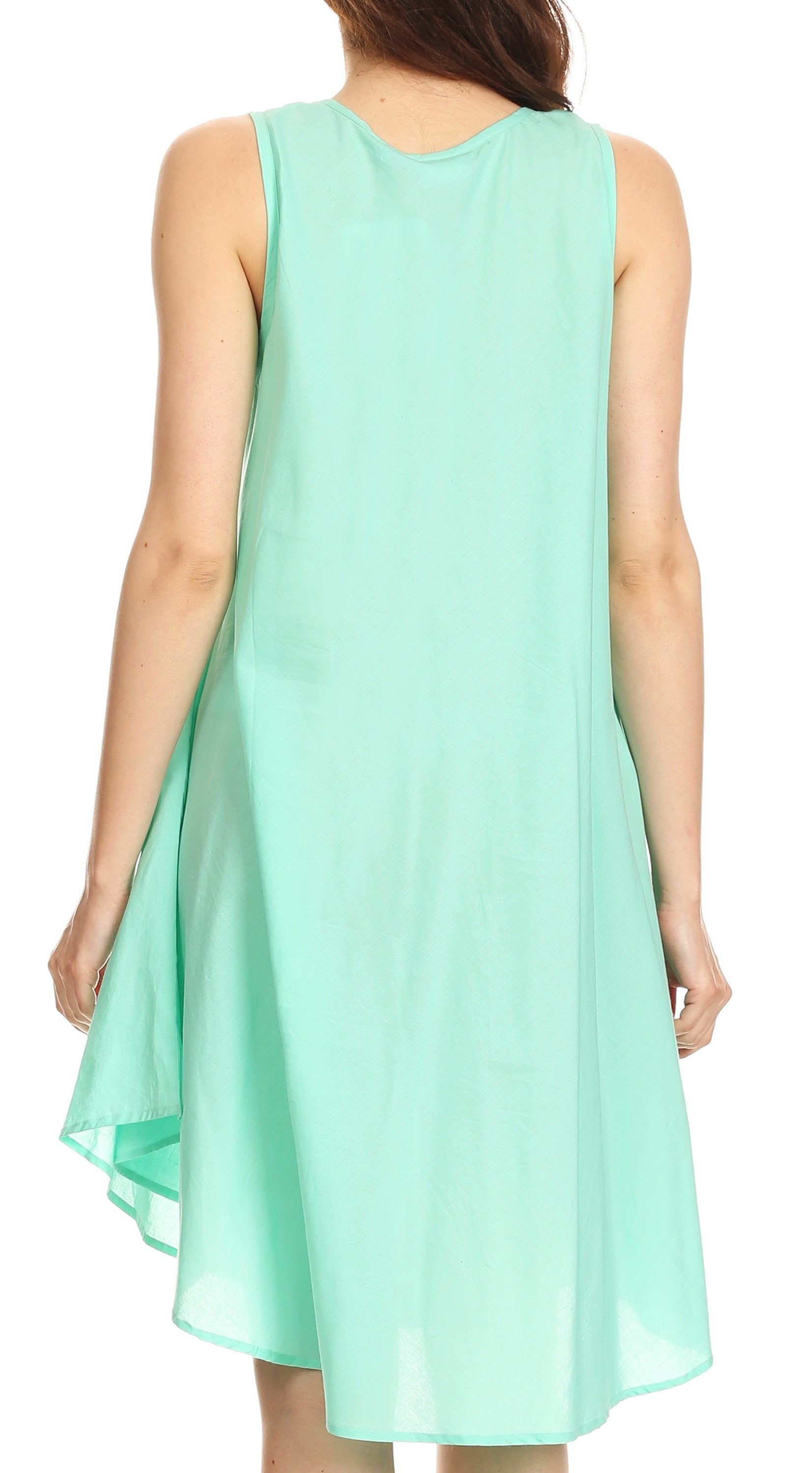 Sakkas - Lina Mid Length Tent Swing Sleeveless Dress With Pockets