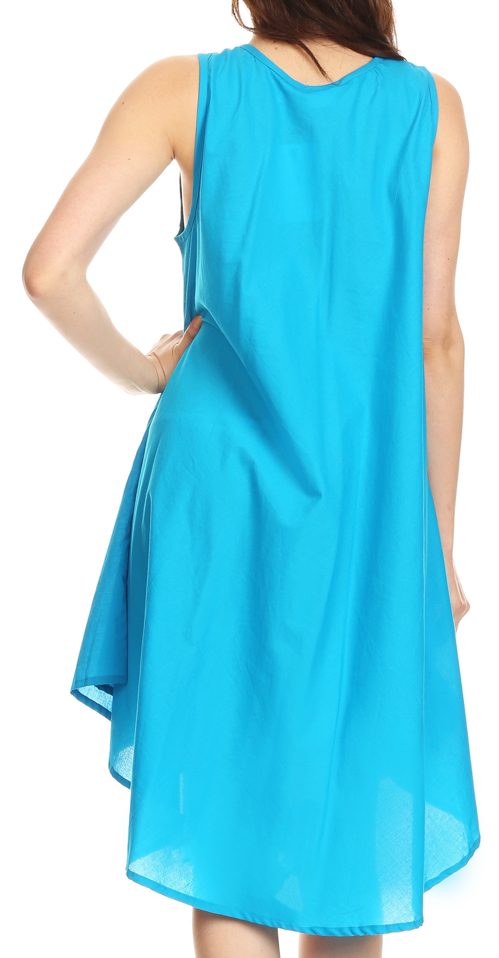 Sakkas - Lina Mid Length Tent Swing Sleeveless Dress With Pockets