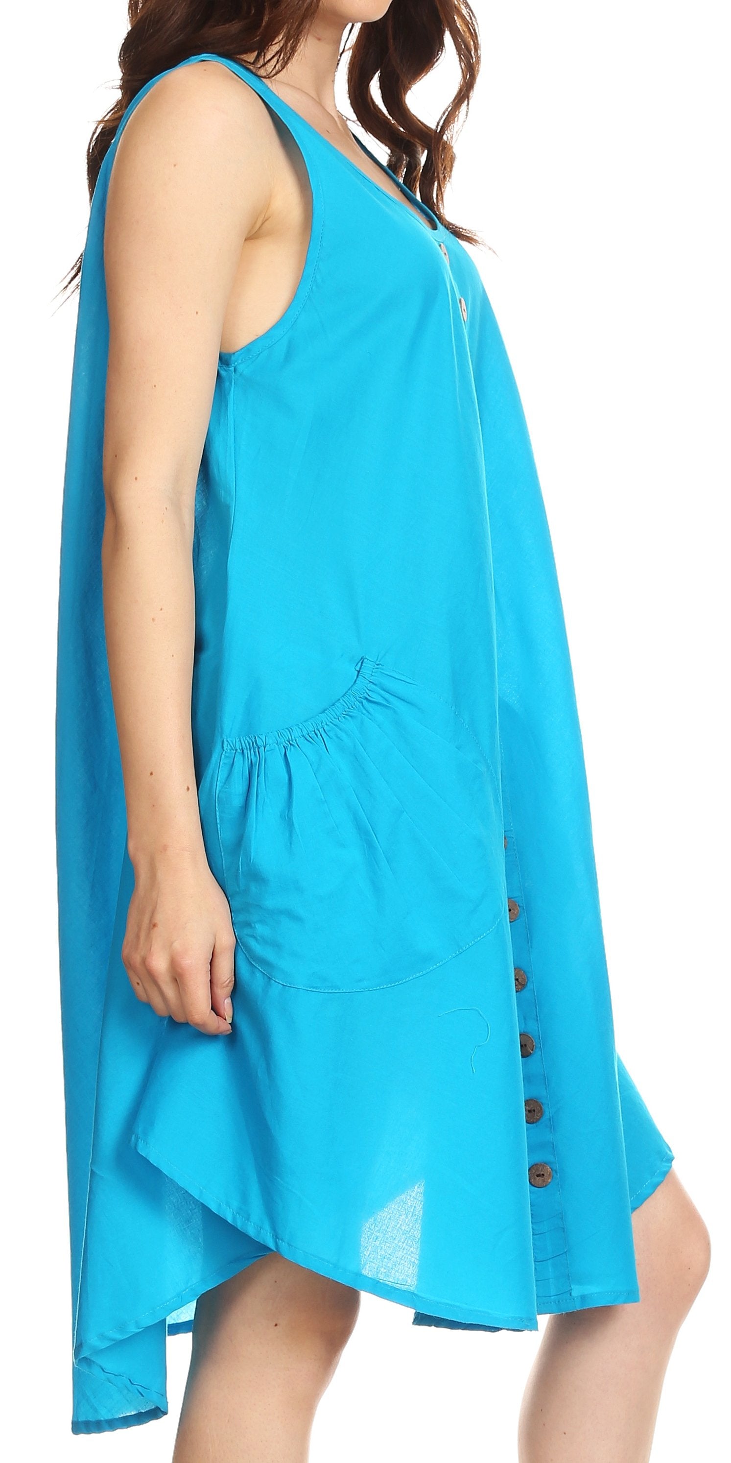 Sakkas - Lina Mid Length Tent Swing Sleeveless Dress With Pockets