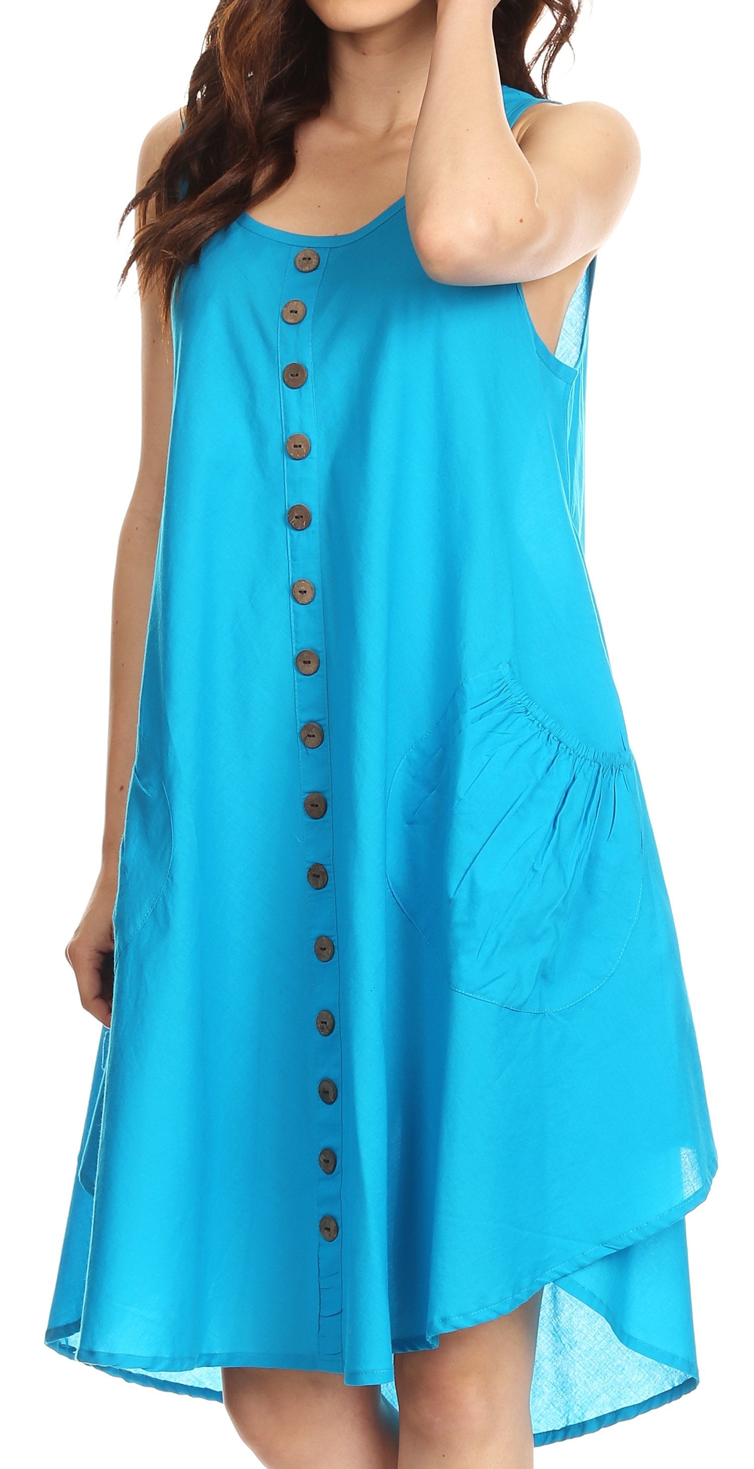 Sakkas - Lina Mid Length Tent Swing Sleeveless Dress With Pockets