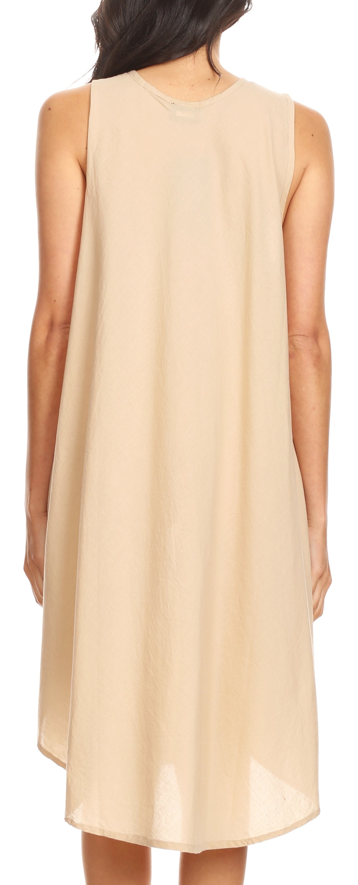 Sakkas - Lina Mid Length Tent Swing Sleeveless Dress With Pockets