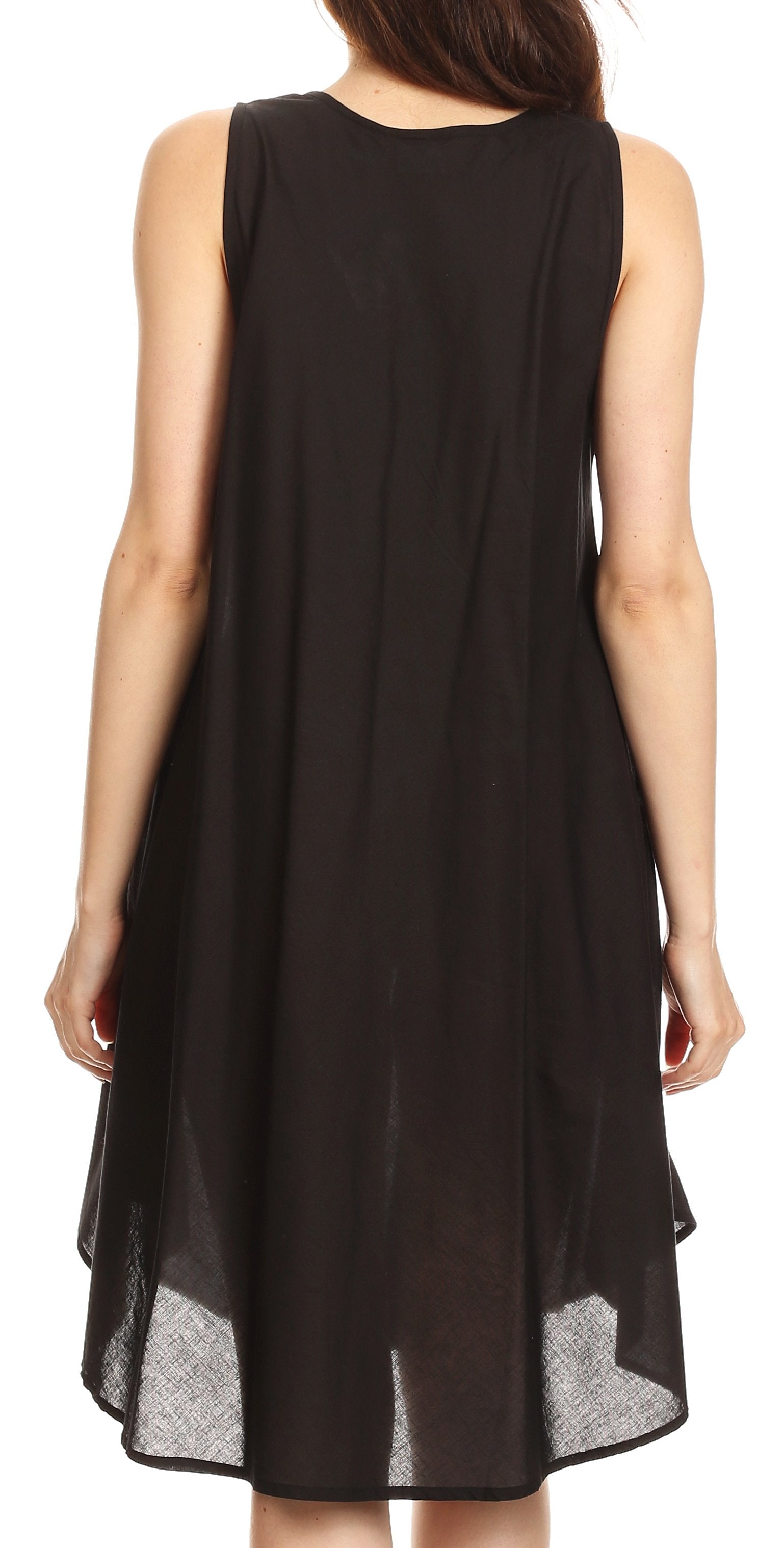 Sakkas - Lina Mid Length Tent Swing Sleeveless Dress With Pockets