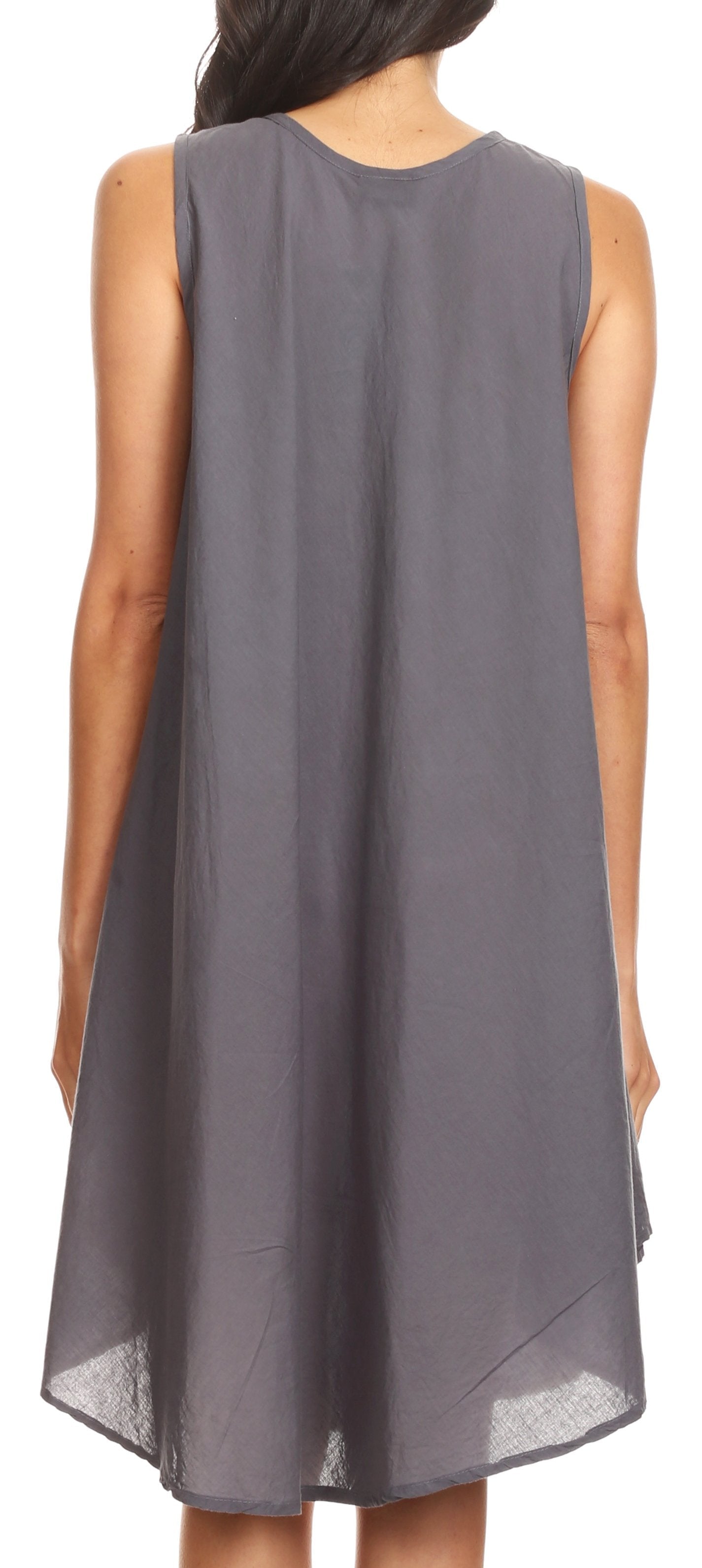 Sakkas - Lina Mid Length Tent Swing Sleeveless Dress With Pockets