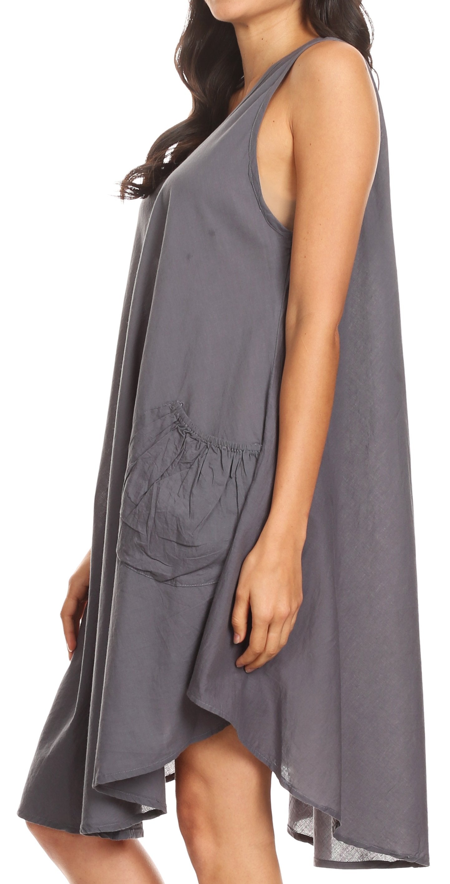 Sakkas - Lina Mid Length Tent Swing Sleeveless Dress With Pockets