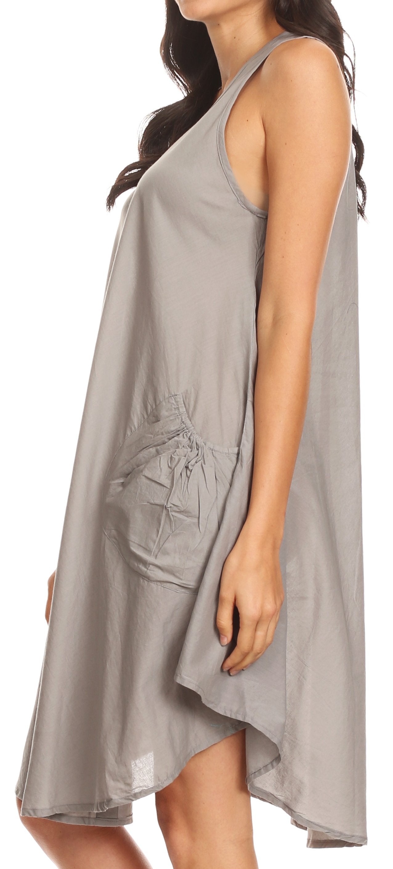 Sakkas - Lina Mid Length Tent Swing Sleeveless Dress With Pockets