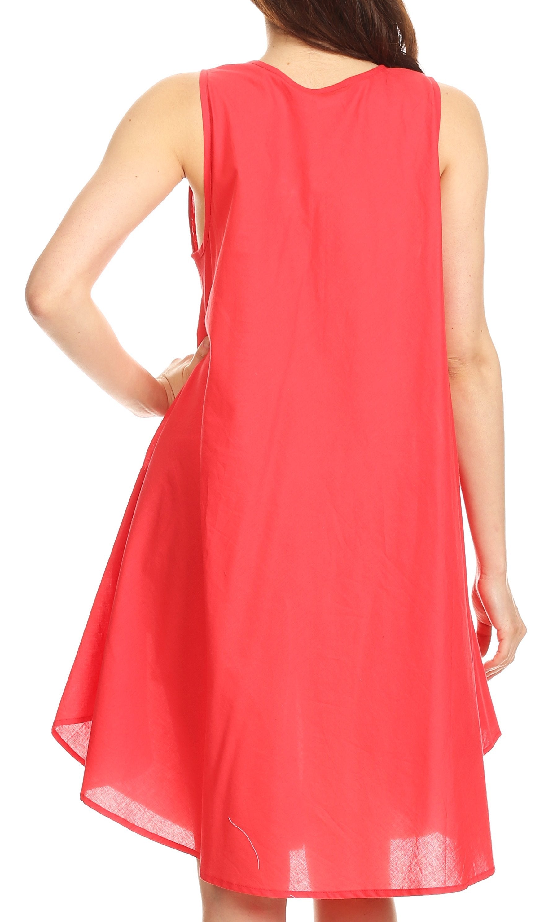 Sakkas - Lina Mid Length Tent Swing Sleeveless Dress With Pockets