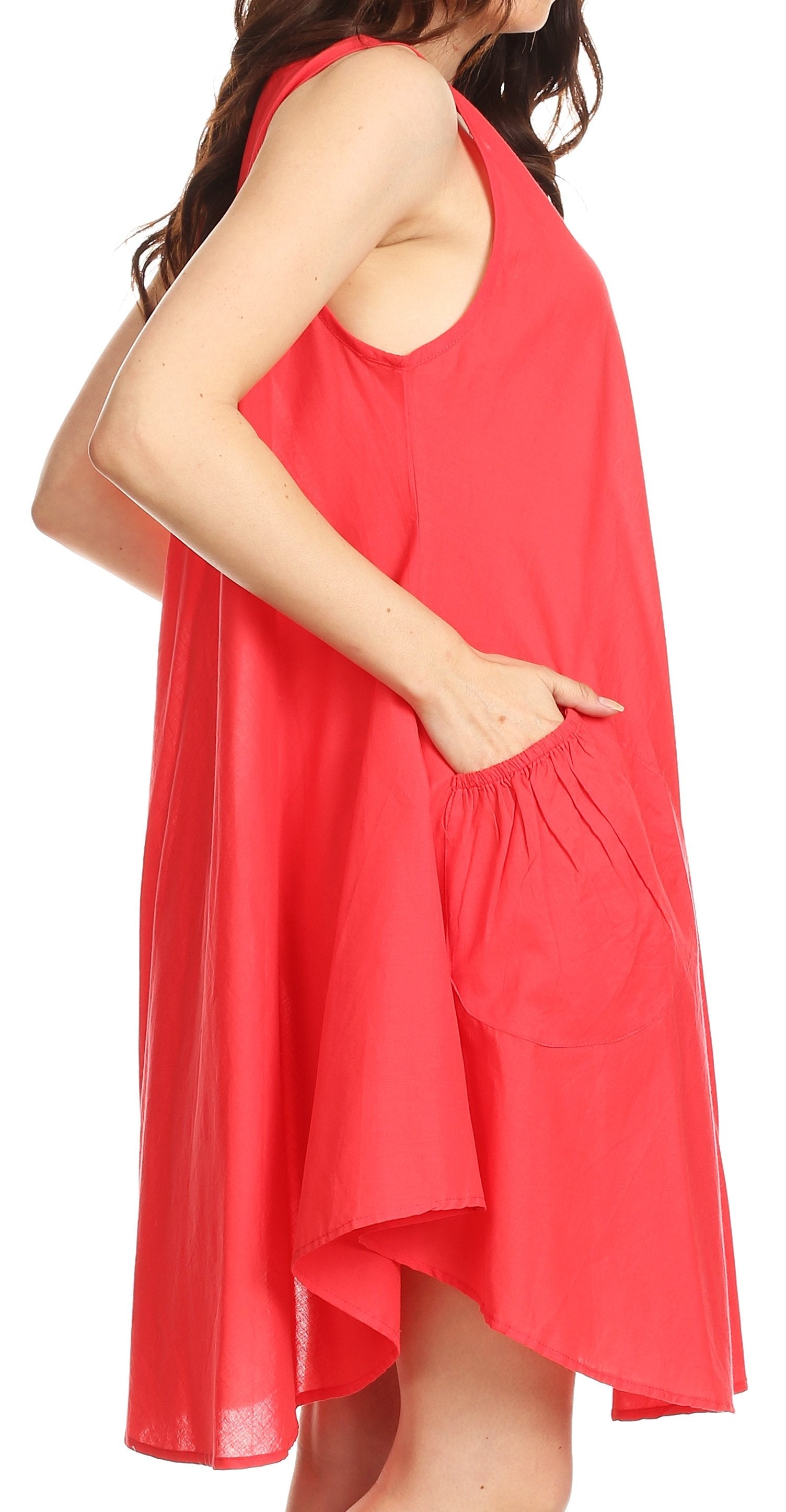 Sakkas - Lina Mid Length Tent Swing Sleeveless Dress With Pockets