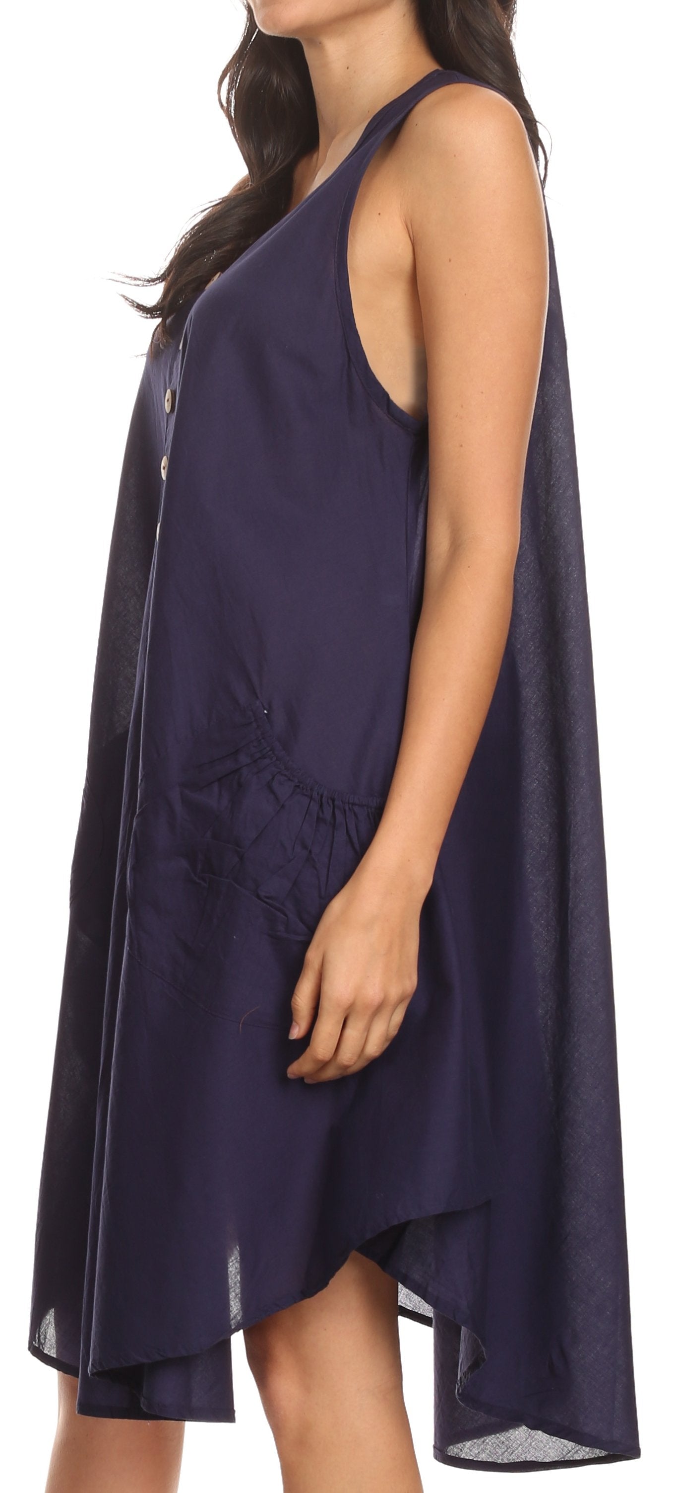 Sakkas - Lina Mid Length Tent Swing Sleeveless Dress With Pockets