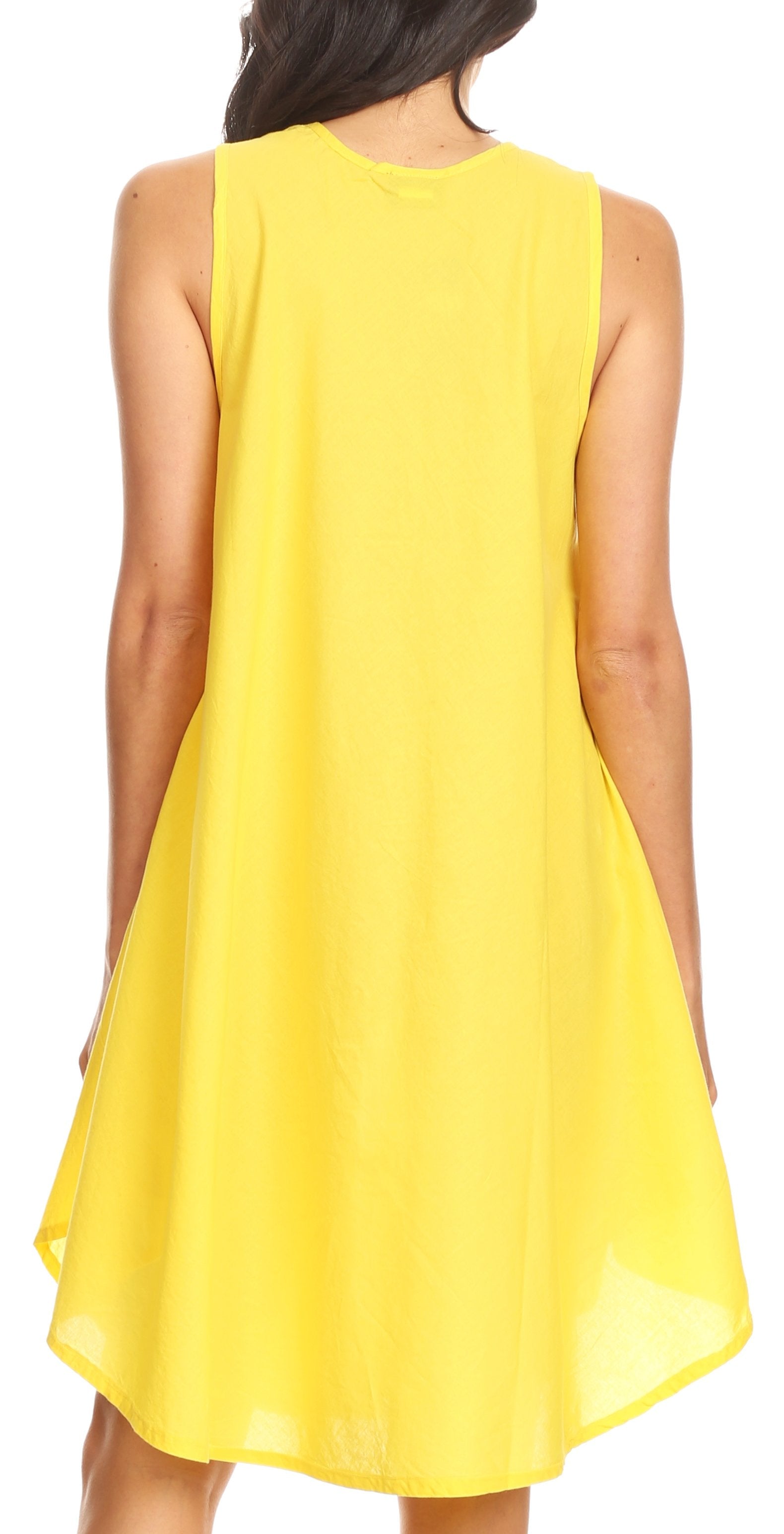 Sakkas - Lina Mid Length Tent Swing Sleeveless Dress With Pockets