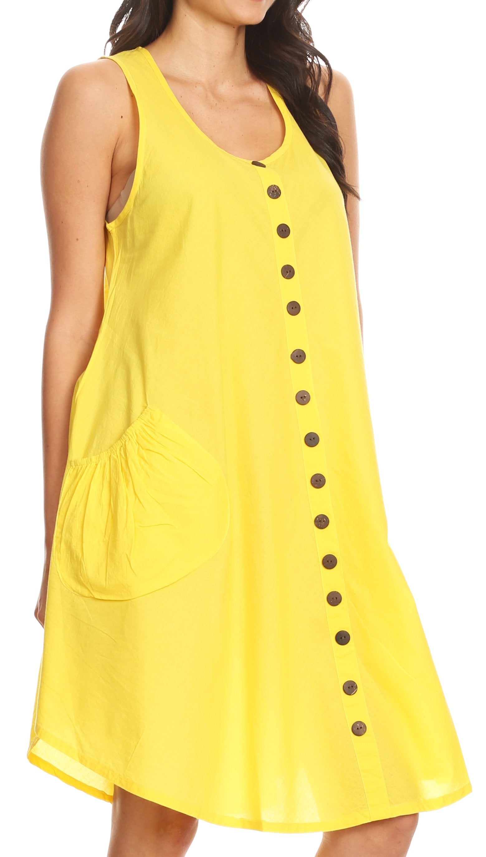 Sakkas - Lina Mid Length Tent Swing Sleeveless Dress With Pockets