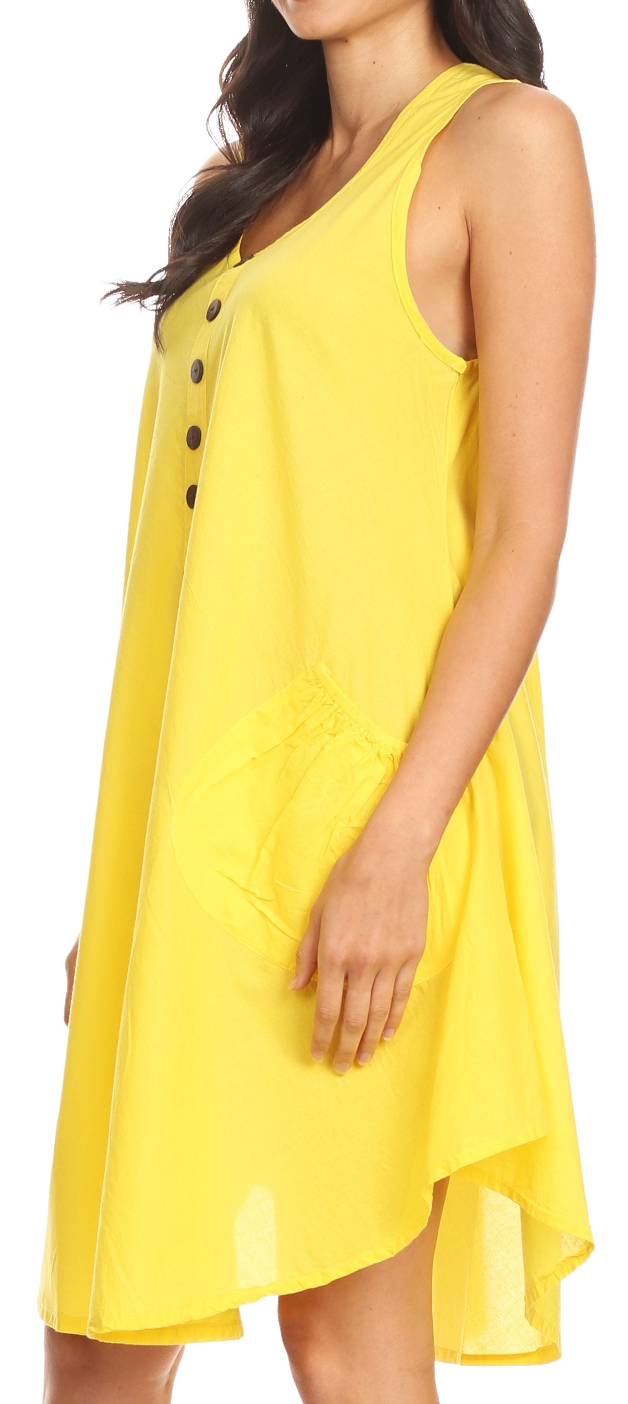 Sakkas - Lina Mid Length Tent Swing Sleeveless Dress With Pockets