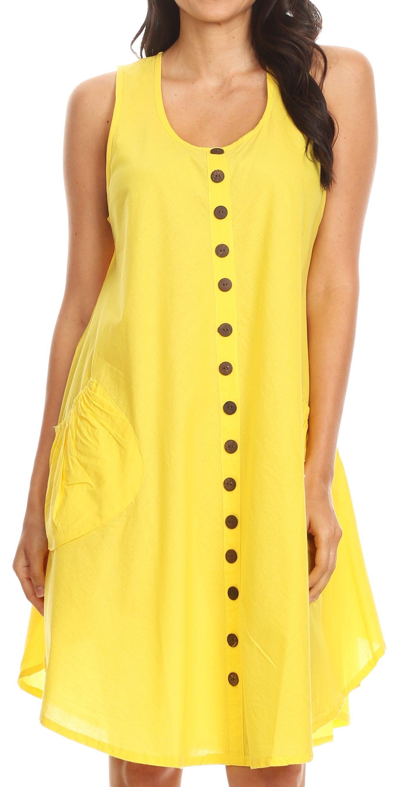 Sakkas - Lina Mid Length Tent Swing Sleeveless Dress With Pockets