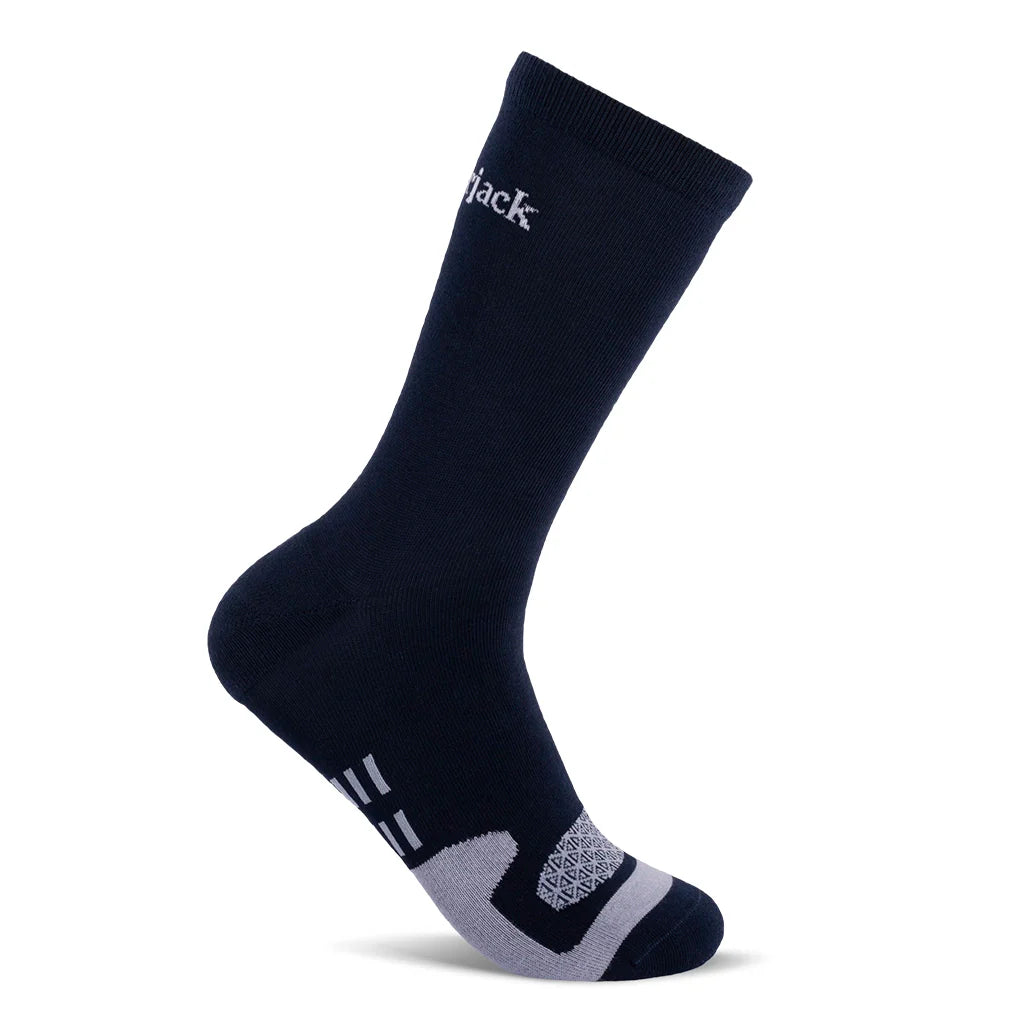 Black sock with gray sole on a white background
