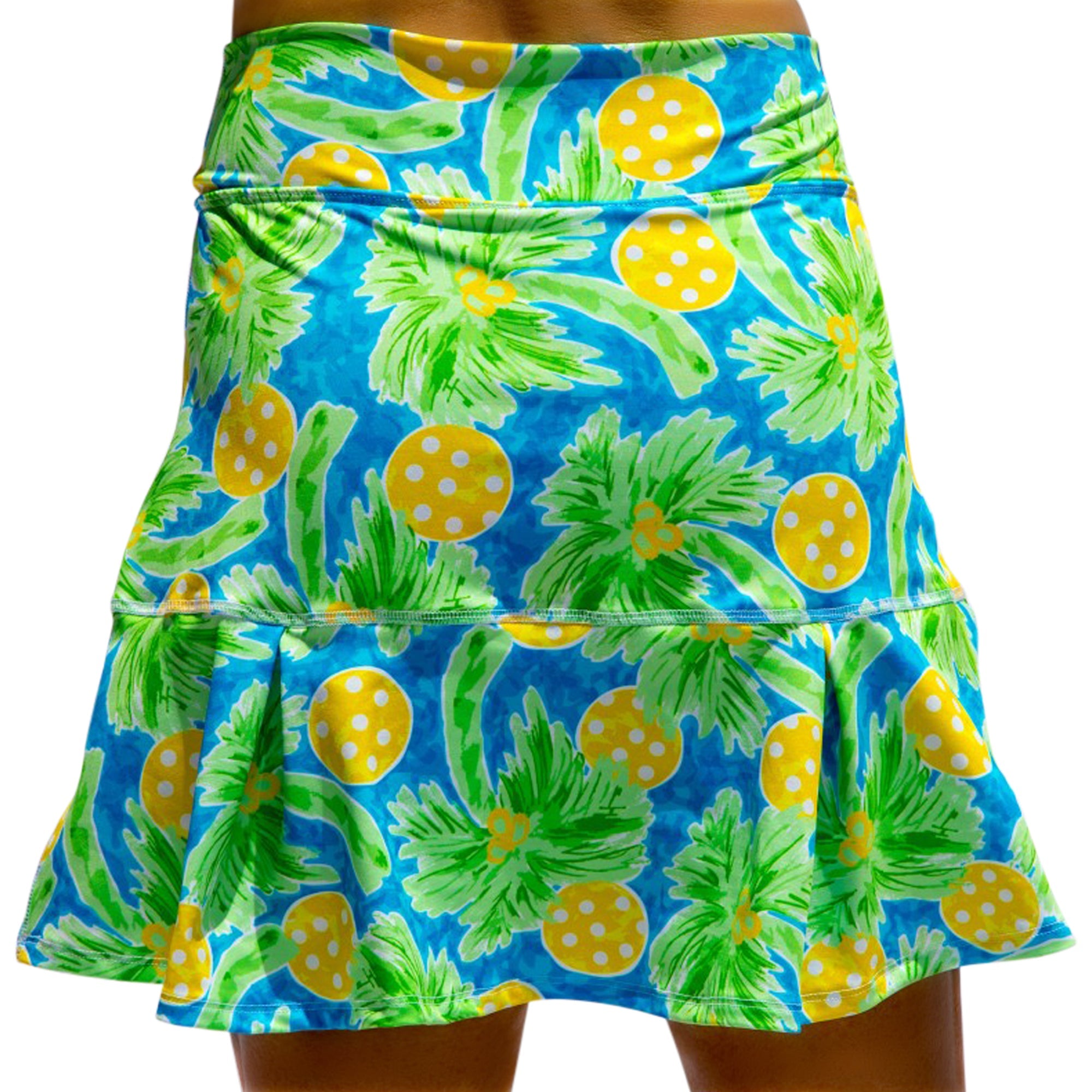 Skirt with pineapple and lemon pattern on a white background
